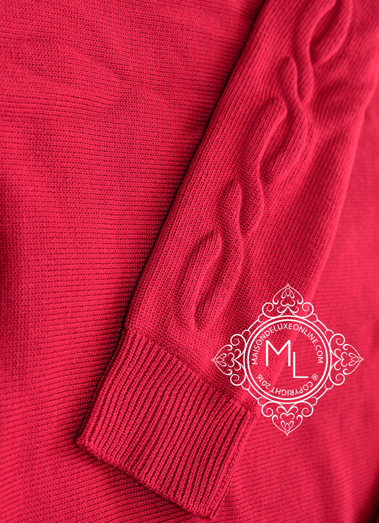 Hermes Men's Rouge H Red Wool Sweater - Premium Cashmere Blend, Large Size, Luxury Winter Knitwear for Business & Casual Wear