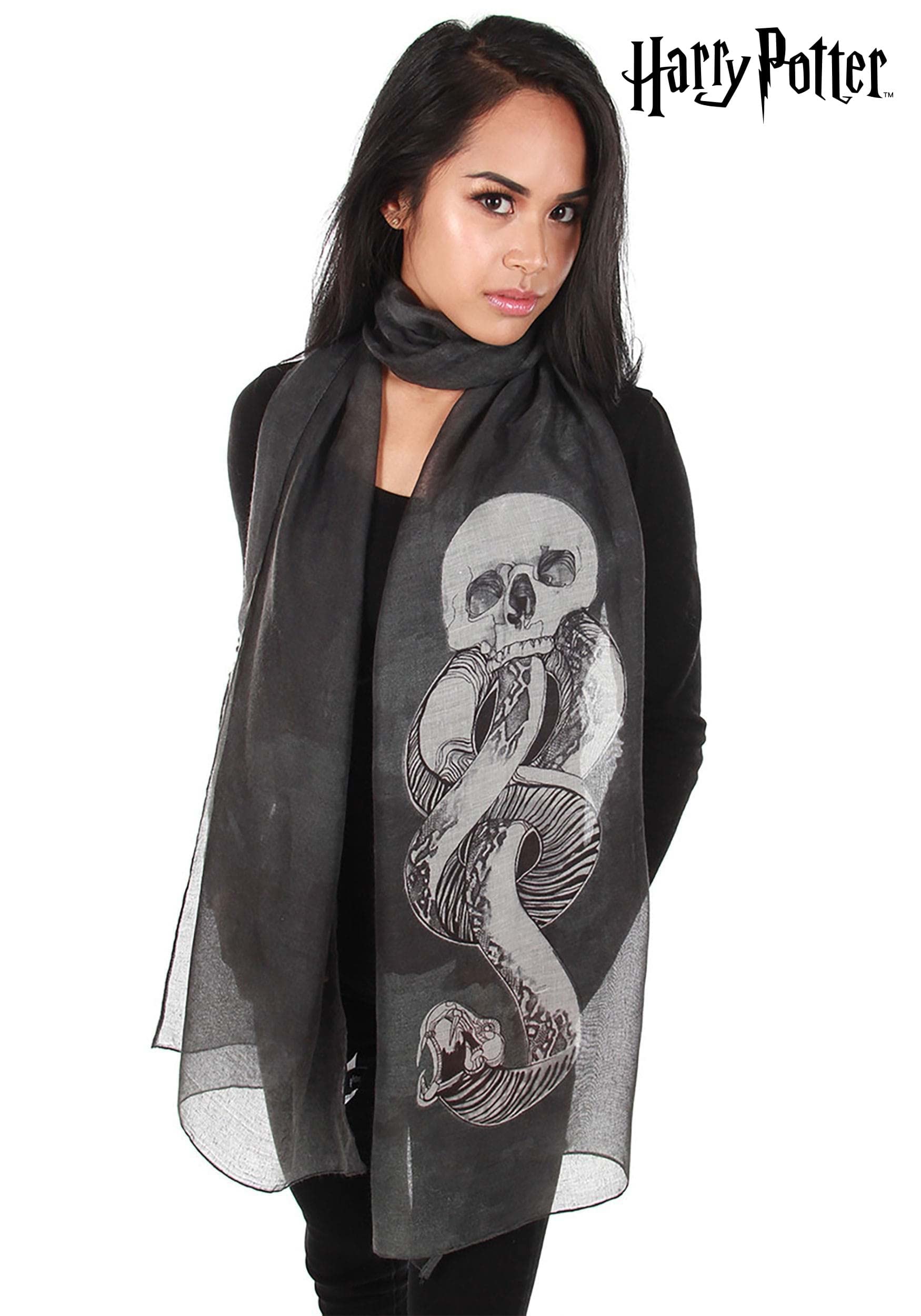 Voldemort Dark Mark Lightweight Scarf - Harry Potter Inspired Printed Wizarding World Accessory for Cosplay, Halloween & Potterhead Fashion