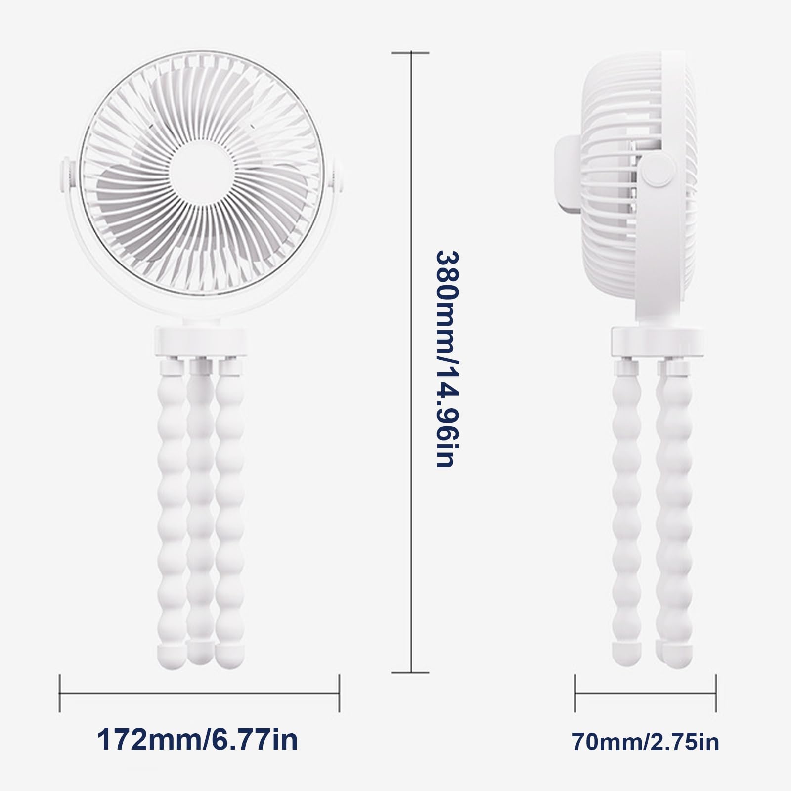 Muloo Baby Stroller Fan - Detachable 3-Speed Clip On Fan with Flexible Tripod, Portable Cooling Fan for Pram, Car, Travel & Office Desk Use | Perfect for Babies, Kids & Adults