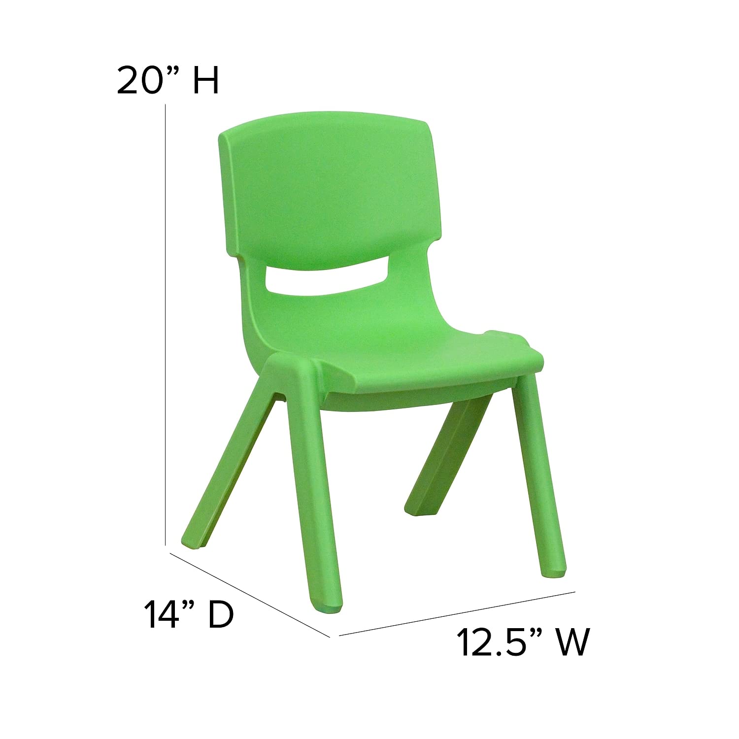 Flash Furniture Whitney 10-Pack Green Plastic Stackable School Chairs - 10.5 Inch Seat Height - Durable Classroom, Cafeteria & Event Seating for Kids & Adults
