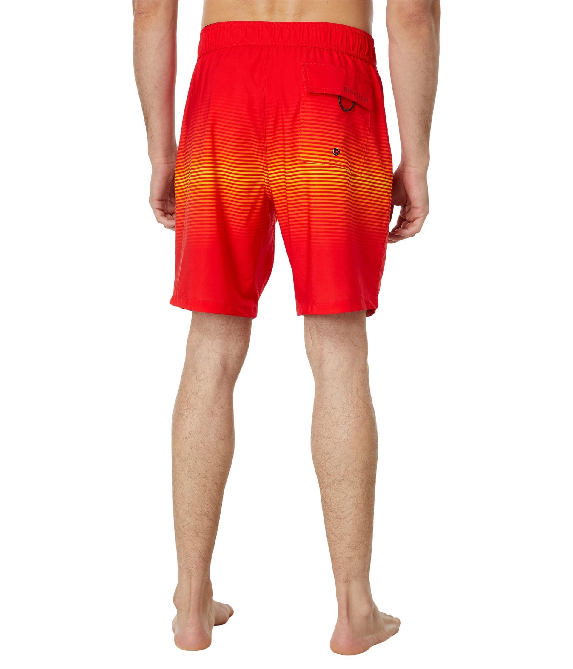 Spyder Men's Quick-Dry Swim Trunks with 9” Inseam - Stretch Board Shorts, UPF+ Sun Protection, Built-in Compression Brief & Pockets - Volcano Color, Large | Perfect for Beach, Pool, Surfing & Water Sports