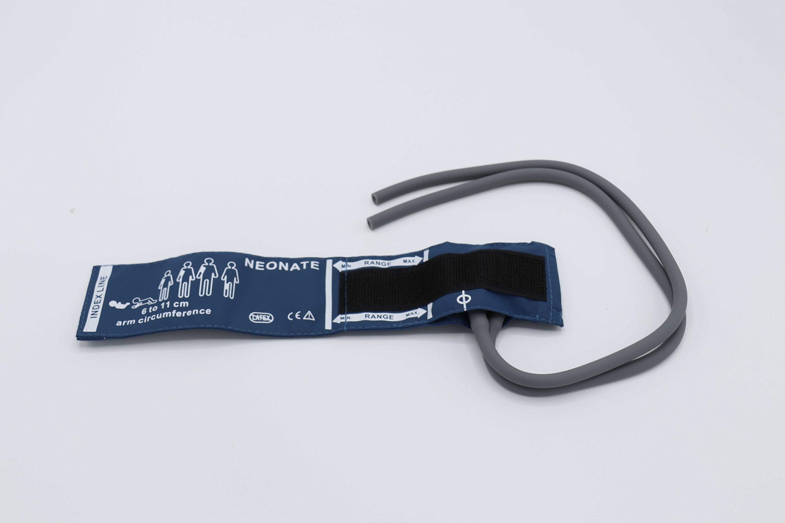 Universal NIBP Blood Pressure Cuff - Double Tube Neonatal Reusable (6-11cm Arm Circumference) PU Replacement Cuff for Patient Monitor - No Connector (Blue with Storage Bag) - Ideal for Newborn Care in Hospitals & Clinics