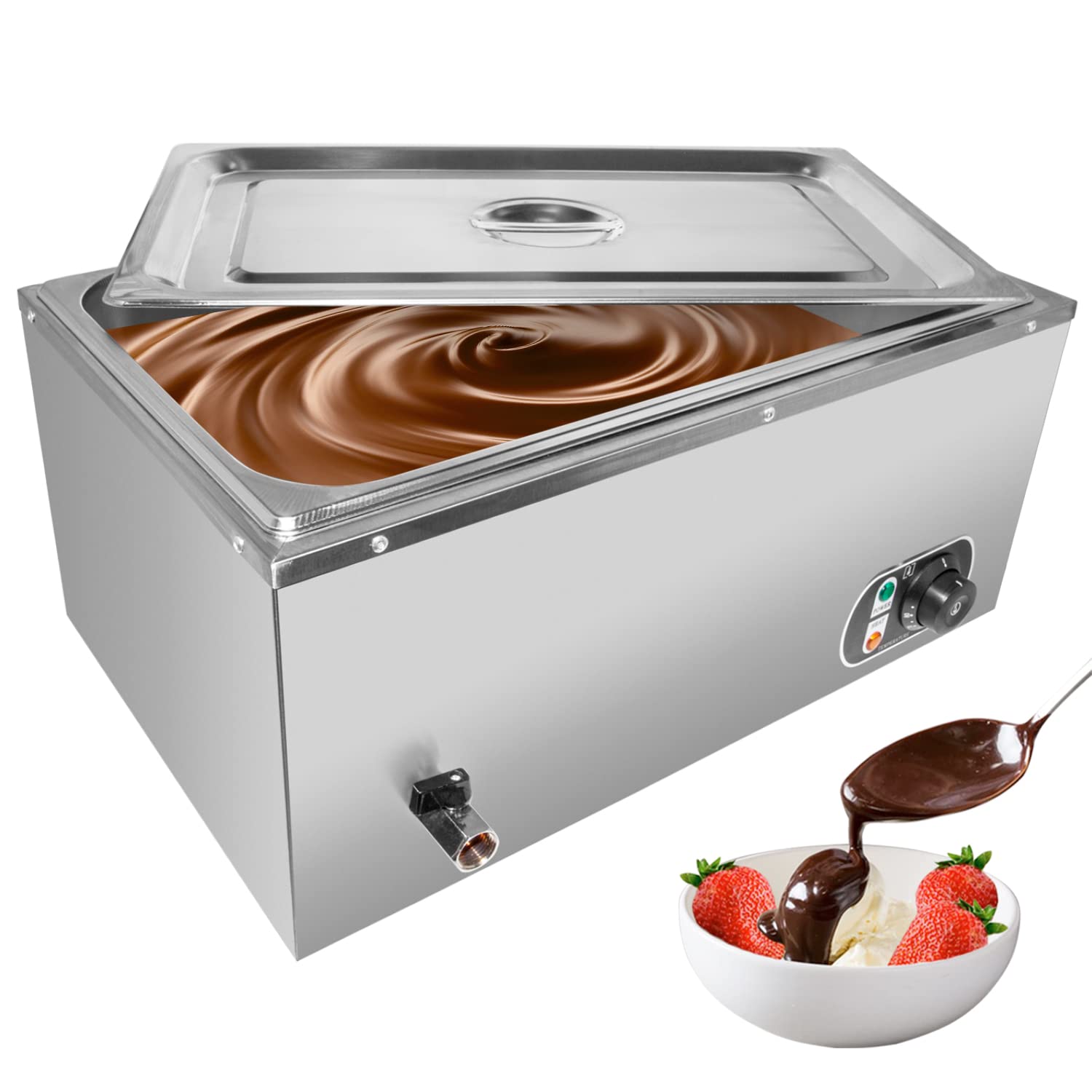 ALDKitchen Electric Bain Marie Steam Warmer - Stainless Steel Buffet Food Warmer with 1 Tank, 110V - Perfect for Restaurants, Catering & Buffet Service