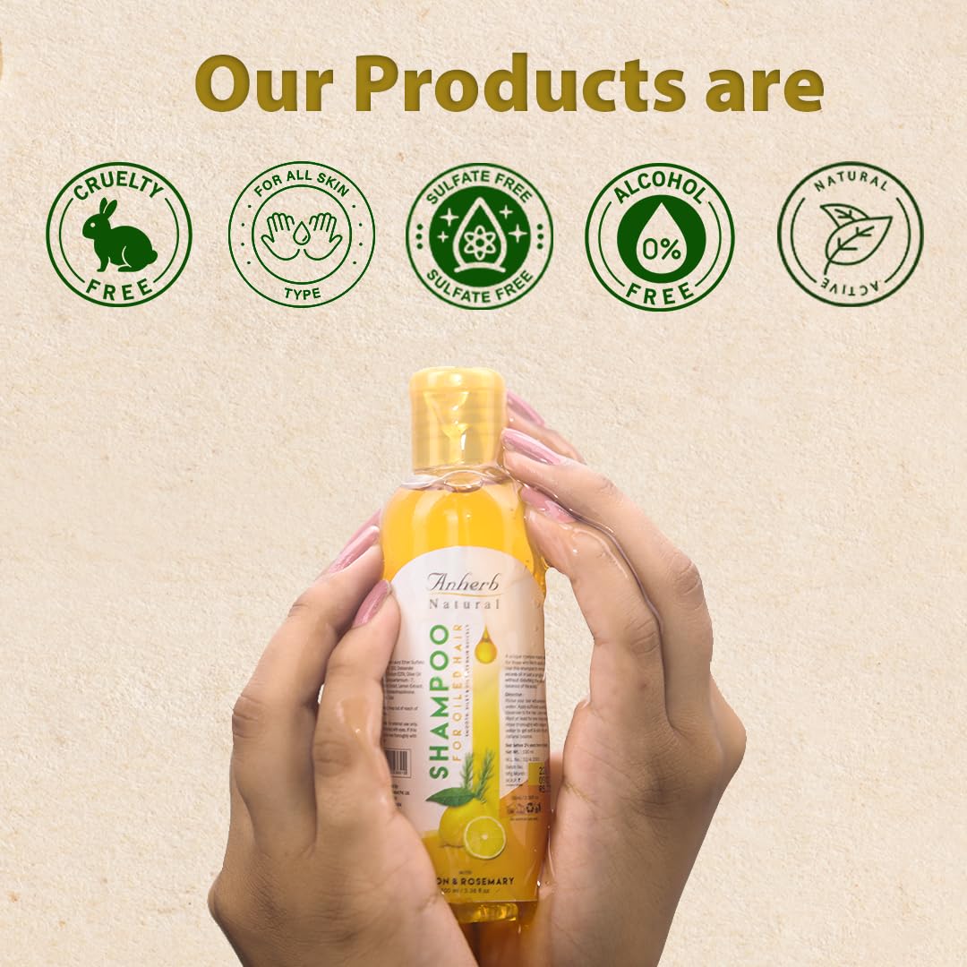 Anherb Vitamin C Shampoo for Oily Hair - Deep Cleansing & Purifying Formula for Smooth, Shiny Hair | 200ml Natural Hair Care with Hydrating & Nourishing Ingredients | Unisex & Adult Use | Promotes Hair Growth - Perfect for Daily Hair Wash & Scalp Refreshment