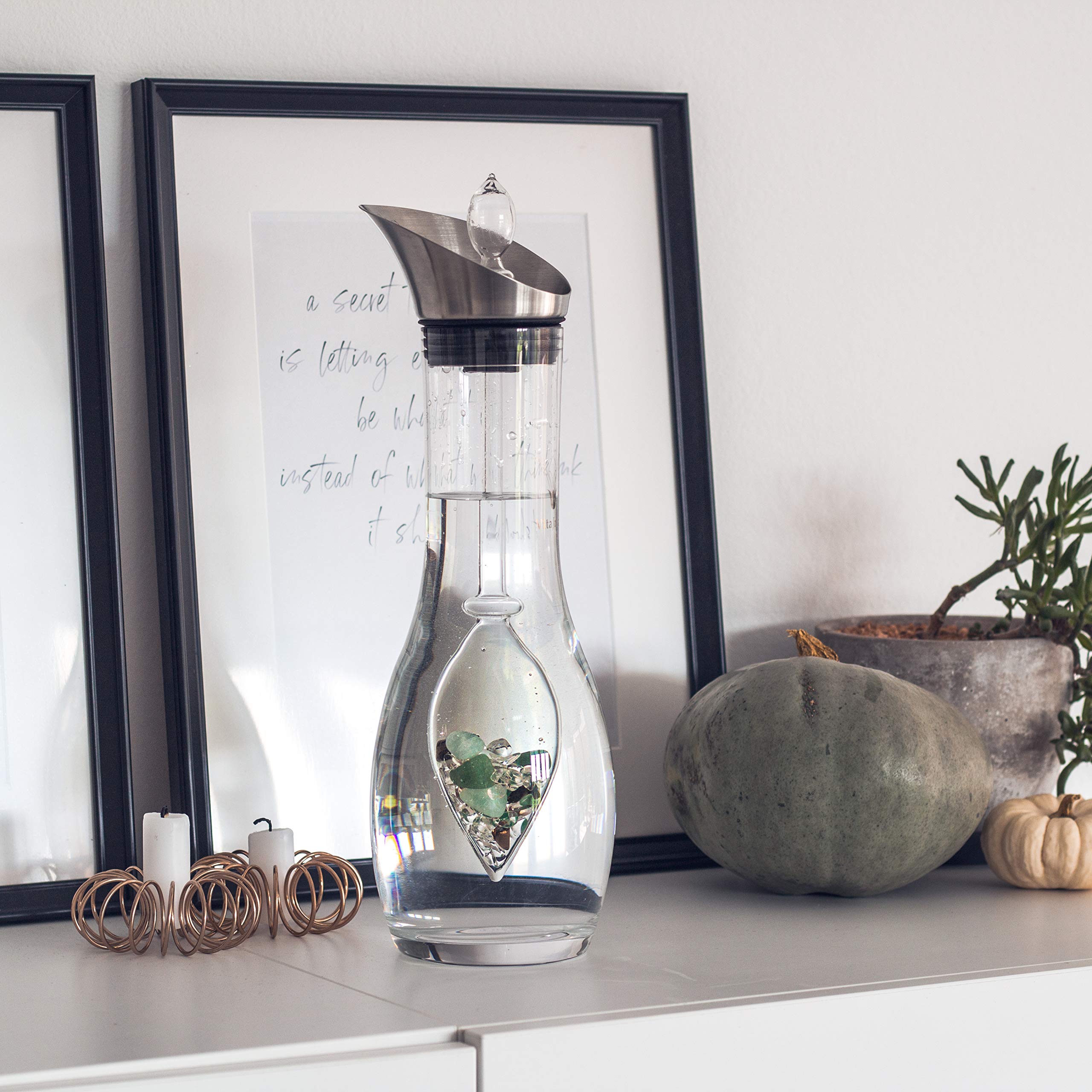 VitaJuwel Era VITALITY Crystal Water Carafe with Emerald & Clear Quartz - Natural Mineral Infusion for Enhanced Hydration | Perfect for Home, Office & Wellness Retreats
