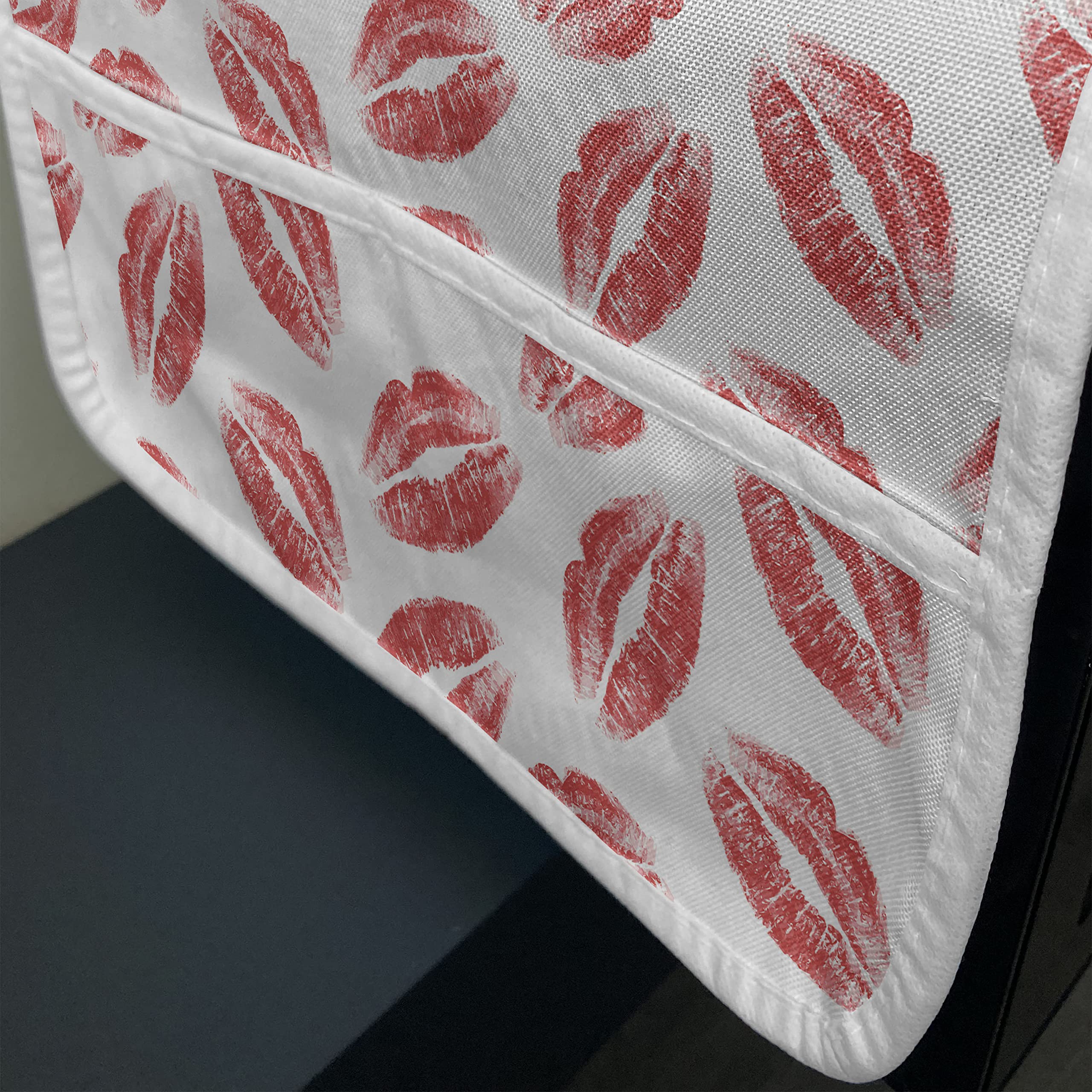 Ambesonne Microwave Oven Cover with Lipstick Kiss Print - Waterproof Kitchen Organizer with Pockets, 36