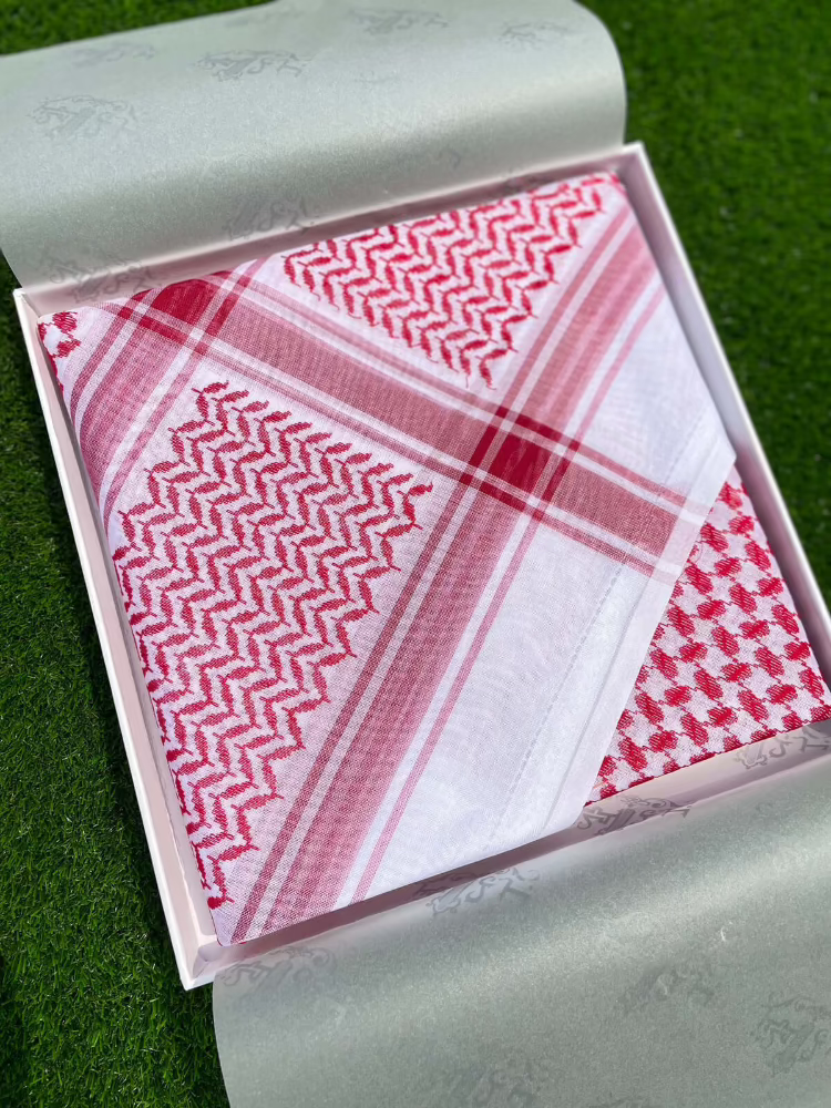 Men's Red Luxury Shemagh Scarf - Soft Cotton Keffiyeh for Winter Warmth, Outdoor Hiking & Desert Travel Accessories - Perfect for Camping, Motorcycle Riding & Fashion Statement