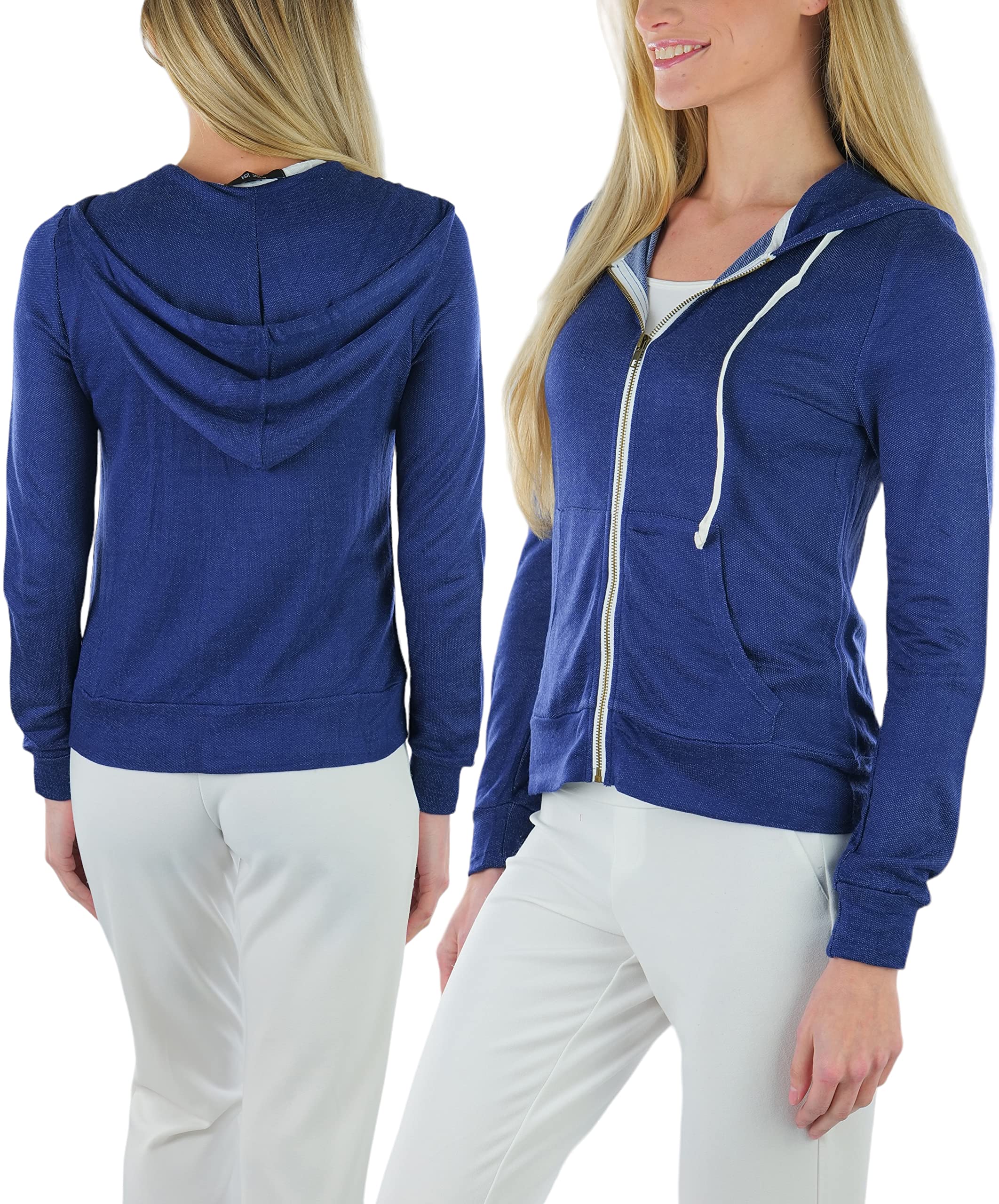 Stylish Junior's Cotton Long Sleeve Zip-Up Hoodie for Girls - Cozy Casual Wear for School & Outdoors
