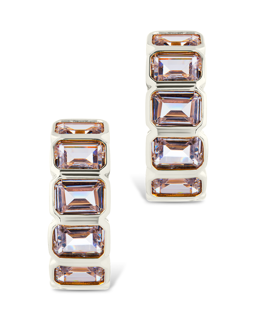 Nyssa Bezel CZ Station Hoop Earrings for Women - Cubic Zirconia Gold Plated Dangle Earrings - Elegant Jewelry Gift for Birthday, Anniversary & Special Occasions