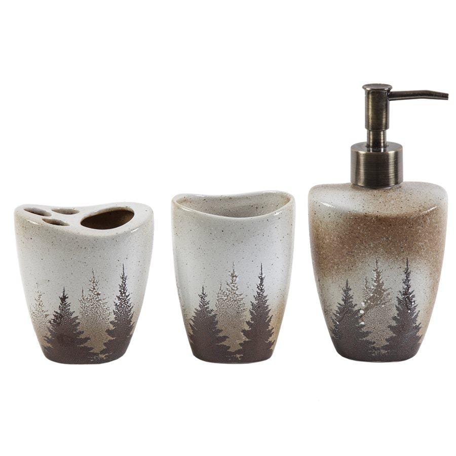 Clearwater Pines 3-Piece Bathroom Accessory Set - Modern Soap Dispenser, Toothbrush Holder & Tumbler - Perfect for Home, Hotel & Spa Decor