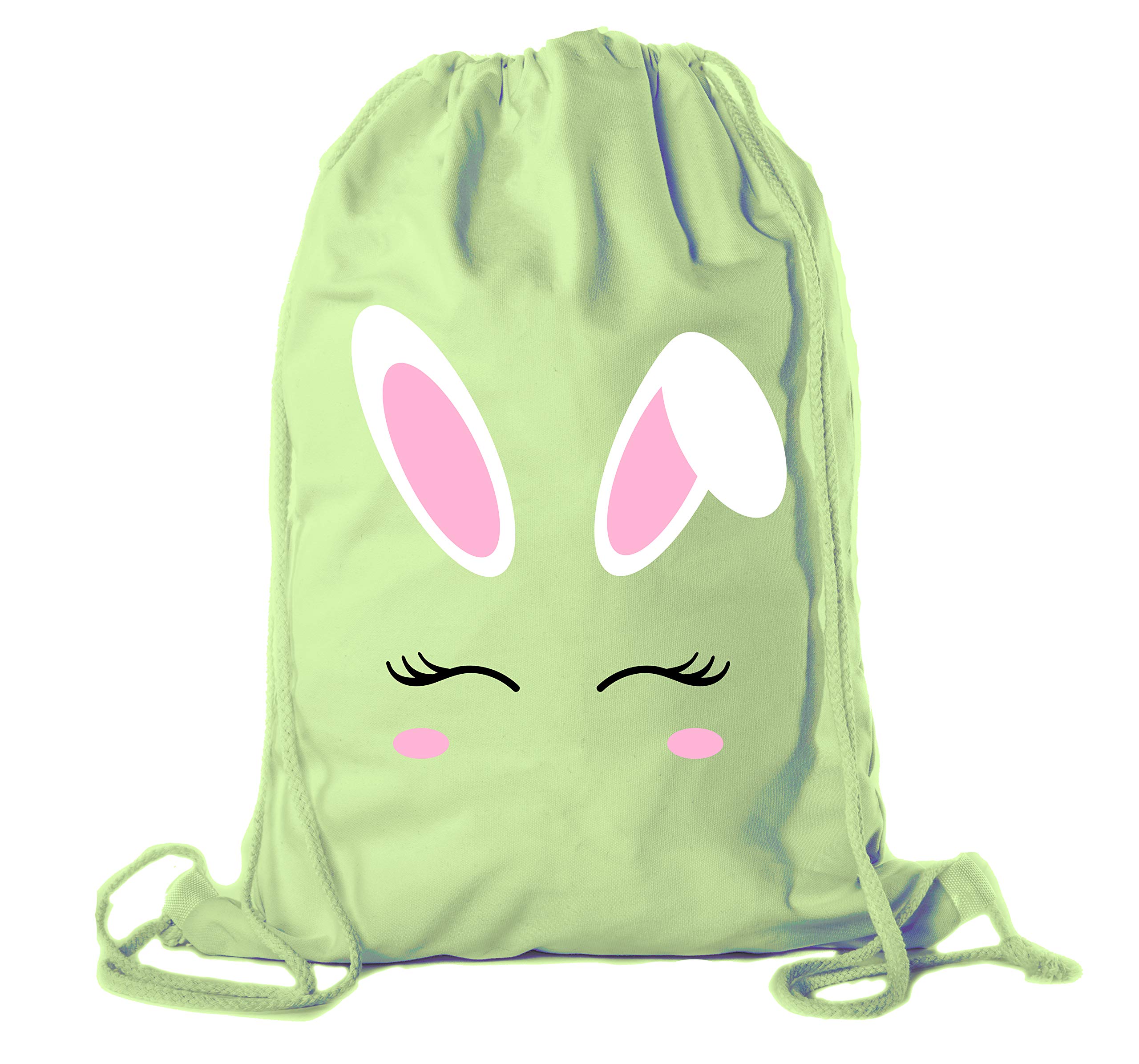 Easter Basket Backpack - Bulk Cotton Drawstring Cinch Bags for Easter Bunny Gifts with Bunny Face Design - Perfect for Easter Egg Hunts, Party Favors & School Events