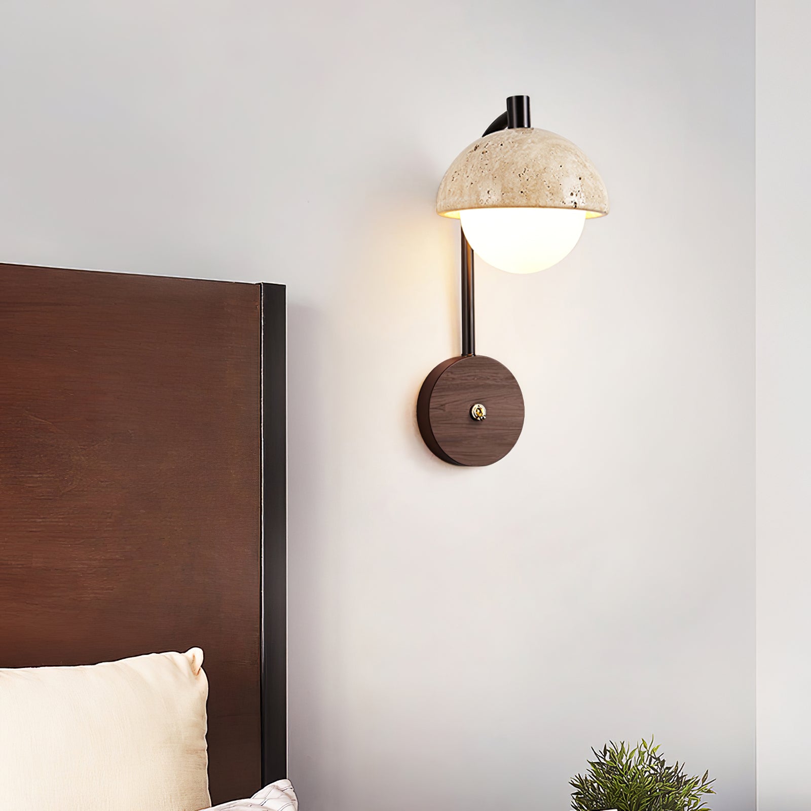 Arco Travertine Wall Lamp - Modern Stone Sconce Lighting for Living Room, Bedroom & Hallway | Indoor Wall Mounted Fixture