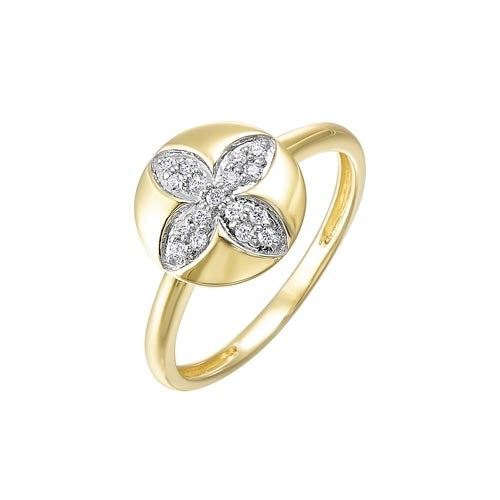 1/7ctw Diamond Flower Stackable Ring in 14K Yellow Gold - Elegant Jewelry for Women, Perfect for Gifts, Anniversaries & Everyday Wear