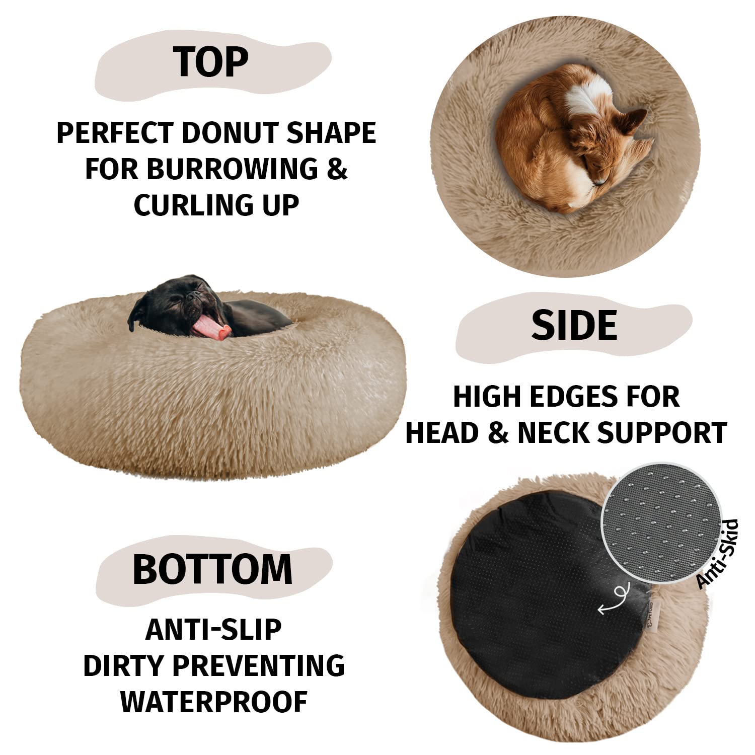 **PETORO Orthopedic Dog Bed for Small, Medium & Large Dogs - Anti-Anxiety Donut Pet Bed with Soft & Comfortable Memory Foam - Machine Washable (20