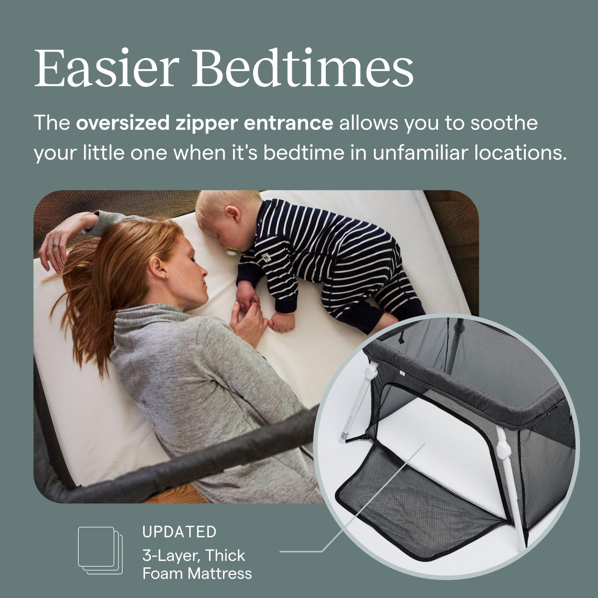 Guava Lotus Travel Crib - Lightweight Portable Baby Crib with Backpack Design | Safe Certified Playpen for Infants & Toddlers | Foldable Play Yard with Comfortable Mattress | Compact Travel Bed for Camping, Hotels & Airplane Travel