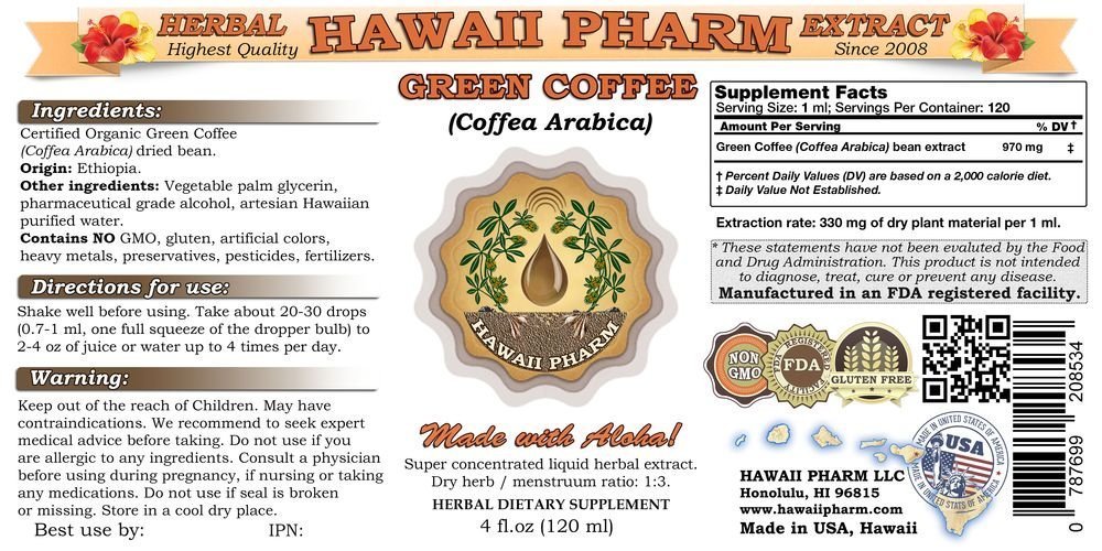 Organic Green Coffee Bean Extract Liquid Supplement - 32 oz | Pure Coffea Arabica Powder Tincture for Weight Management & Energy Boost | Perfect for Morning Routine, Pre-Workout & Healthy Lifestyle