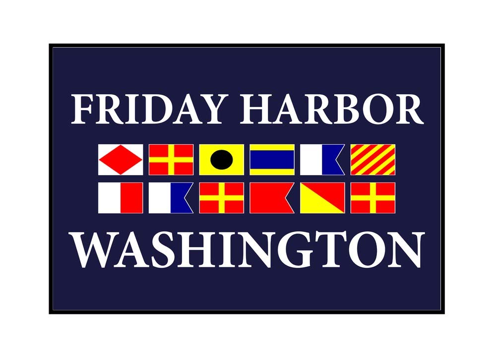 Friday Harbor Washington Nautical Flags Wall Art - 36x24 Framed Gallery Wrapped Canvas - Coastal Decor for Living Room, Office & Beach House