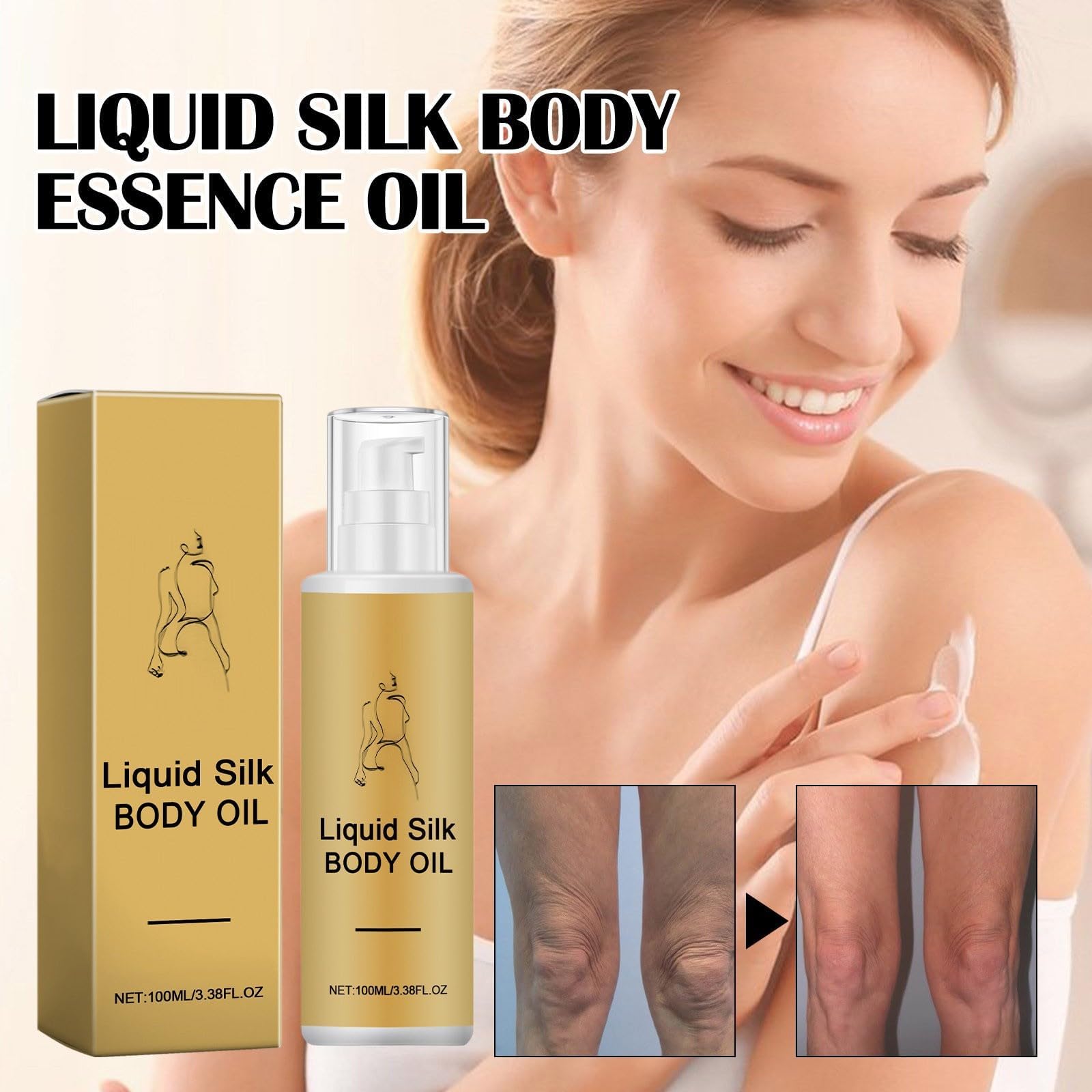 Premium Silk Body Essence Oil - Anti-Wrinkle & Firming Treatment for Dry Skin | Hydrating Body Lotion with Silk Extract for Smooth, Youthful Skin | Perfect for Nighttime Skincare & Spa Relaxation