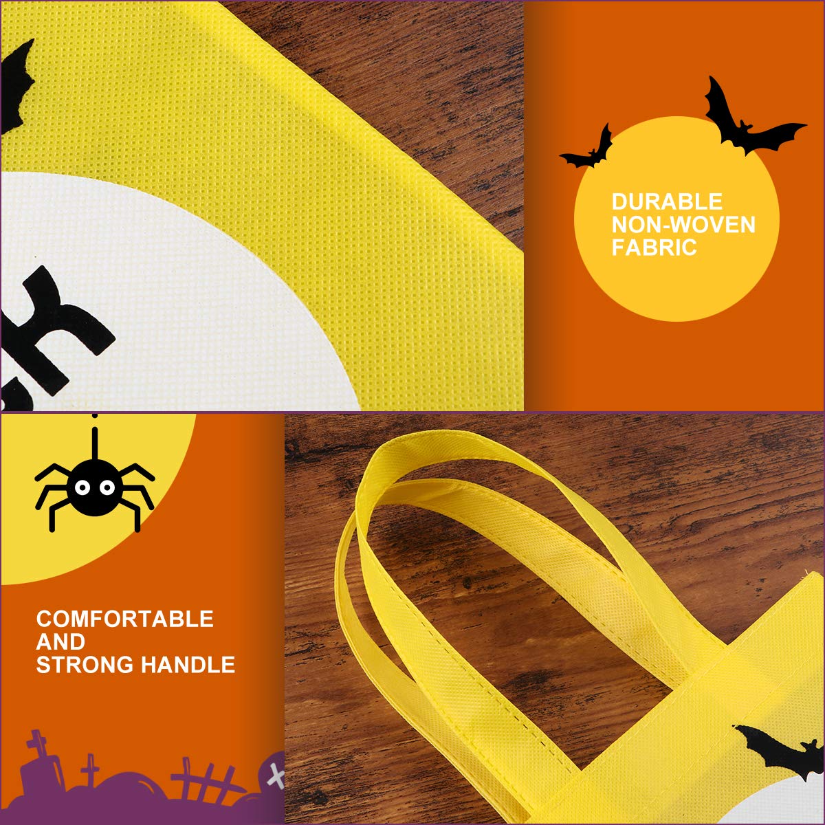 BESTonZON 20-Pack Halloween Tote Bags with Handles - Trick or Treat Bags for Kids, Halloween Party Favor Bags, Candy & Goodie Baskets for Halloween Celebrations, School Events & Neighborhood Trick-or-Treating