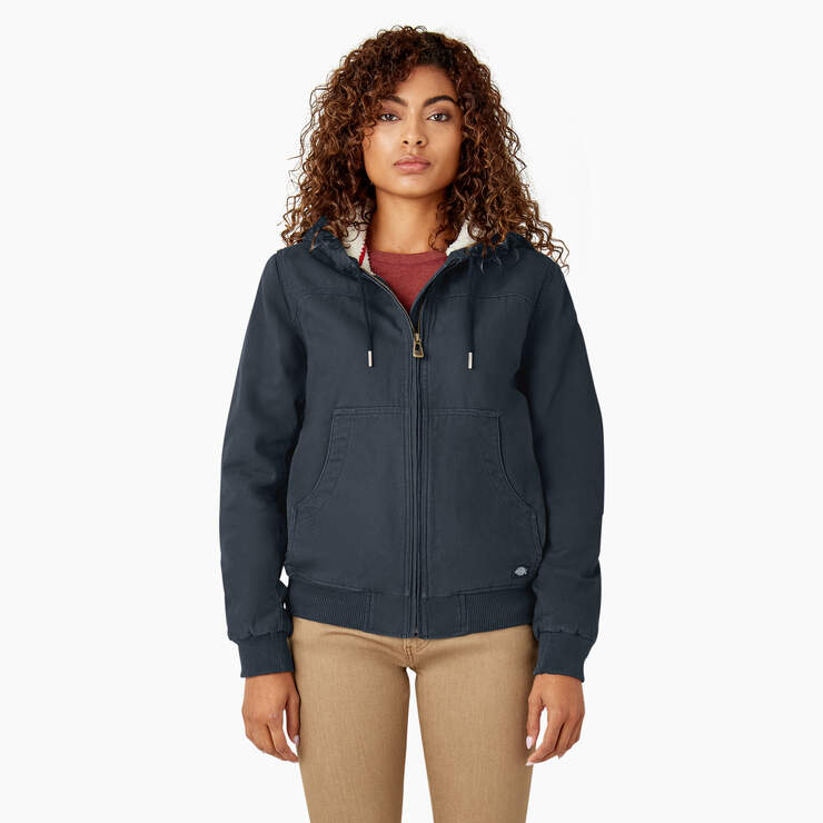Dickies Women's Fleece Lined Duck Canvas Jacket - Warm Winter Work Coat with Front Pockets for Outdoor Jobs & Casual Wear