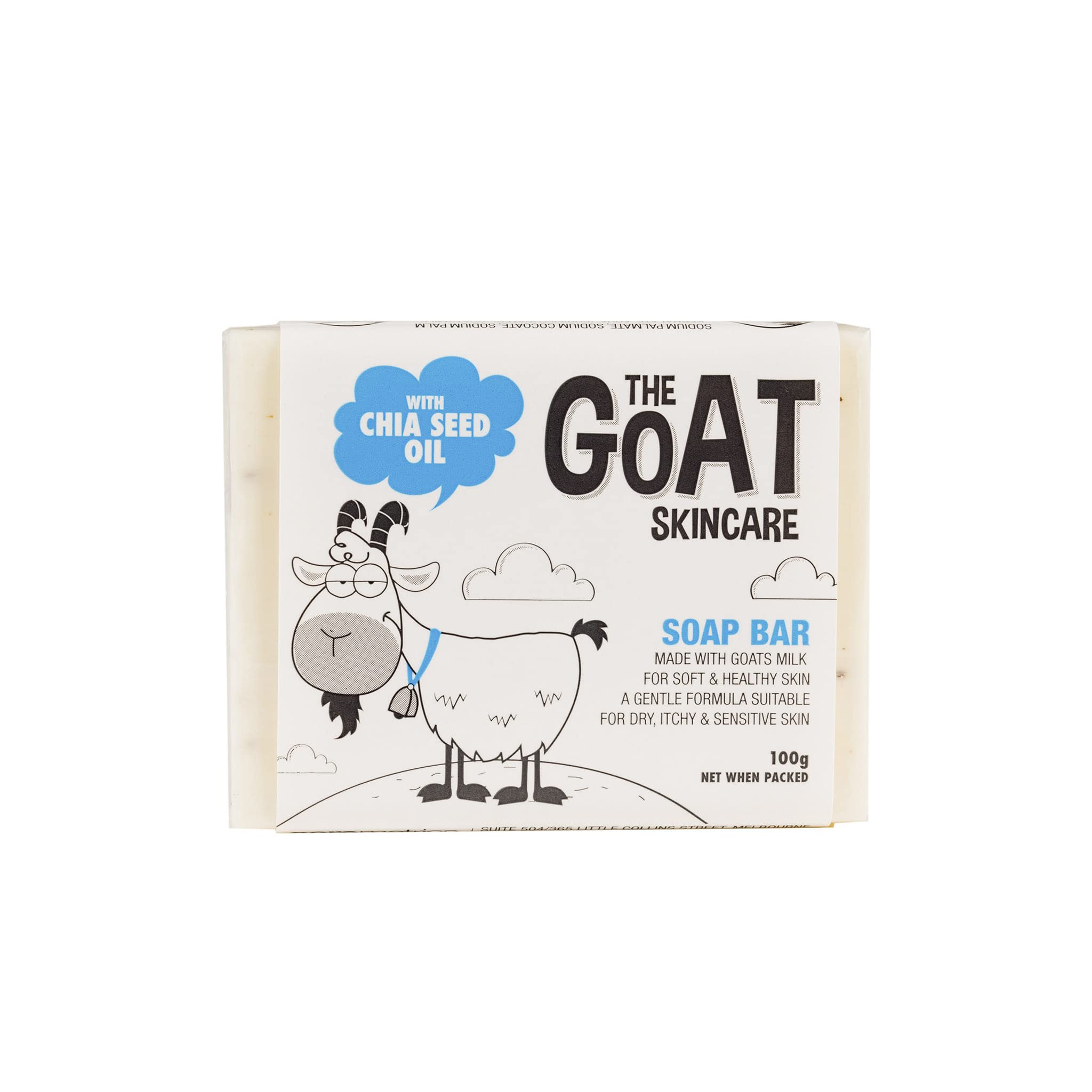 Goat Milk Skincare Soap Bar with Chia Seed Oil - 100g Natural Moisturizing Soap for Dry, Sensitive Skin | Perfect for Daily Face & Body Cleansing, Gift Sets