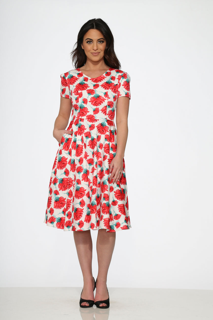 Stylish Bold Floral Swing Dress for Women - Summer Party, Wedding Guest & Vacation Outfit