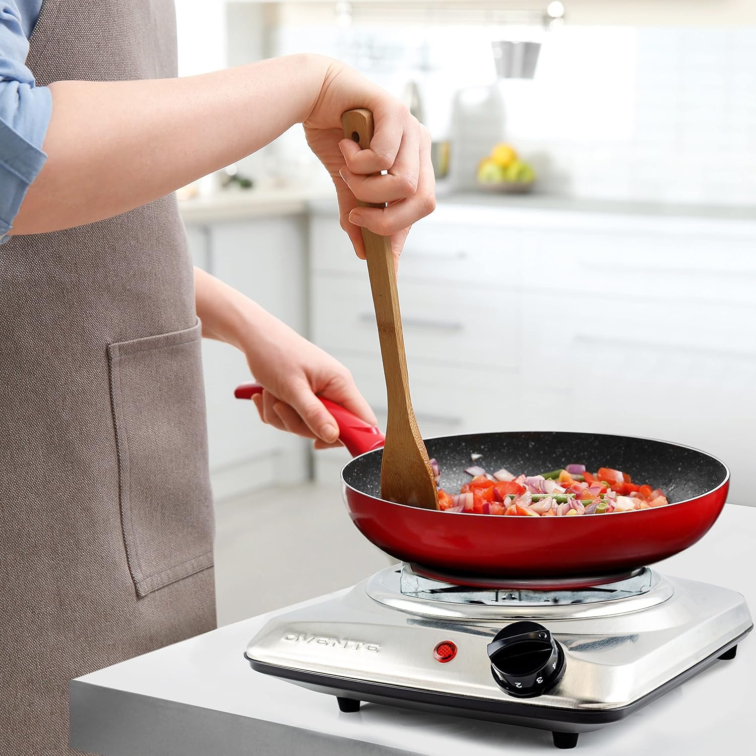 OVENTE 1000W Electric Single Burner Cooktop - 6