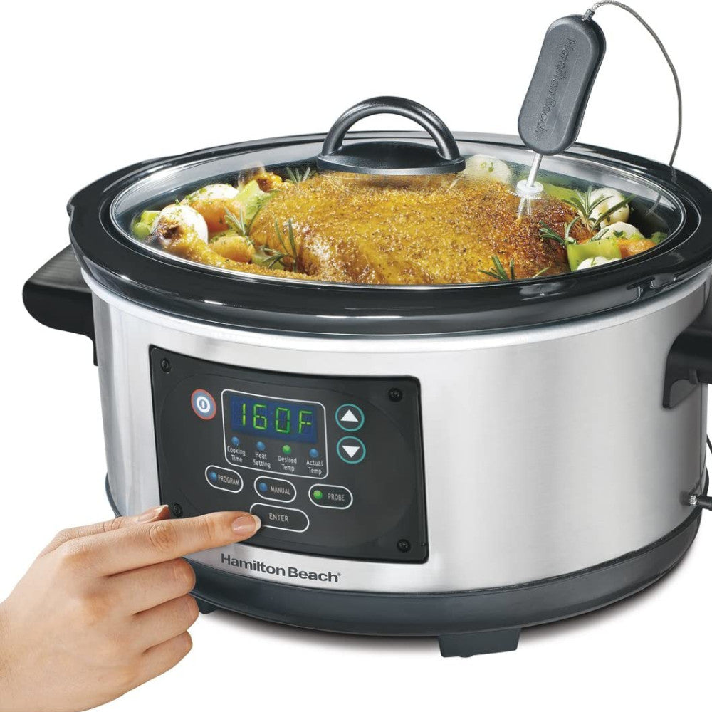 Hamilton Beach 33958C 5-Quart Set & Forget Slow Cooker - Perfect for Soups, Stews, and Family Dinners