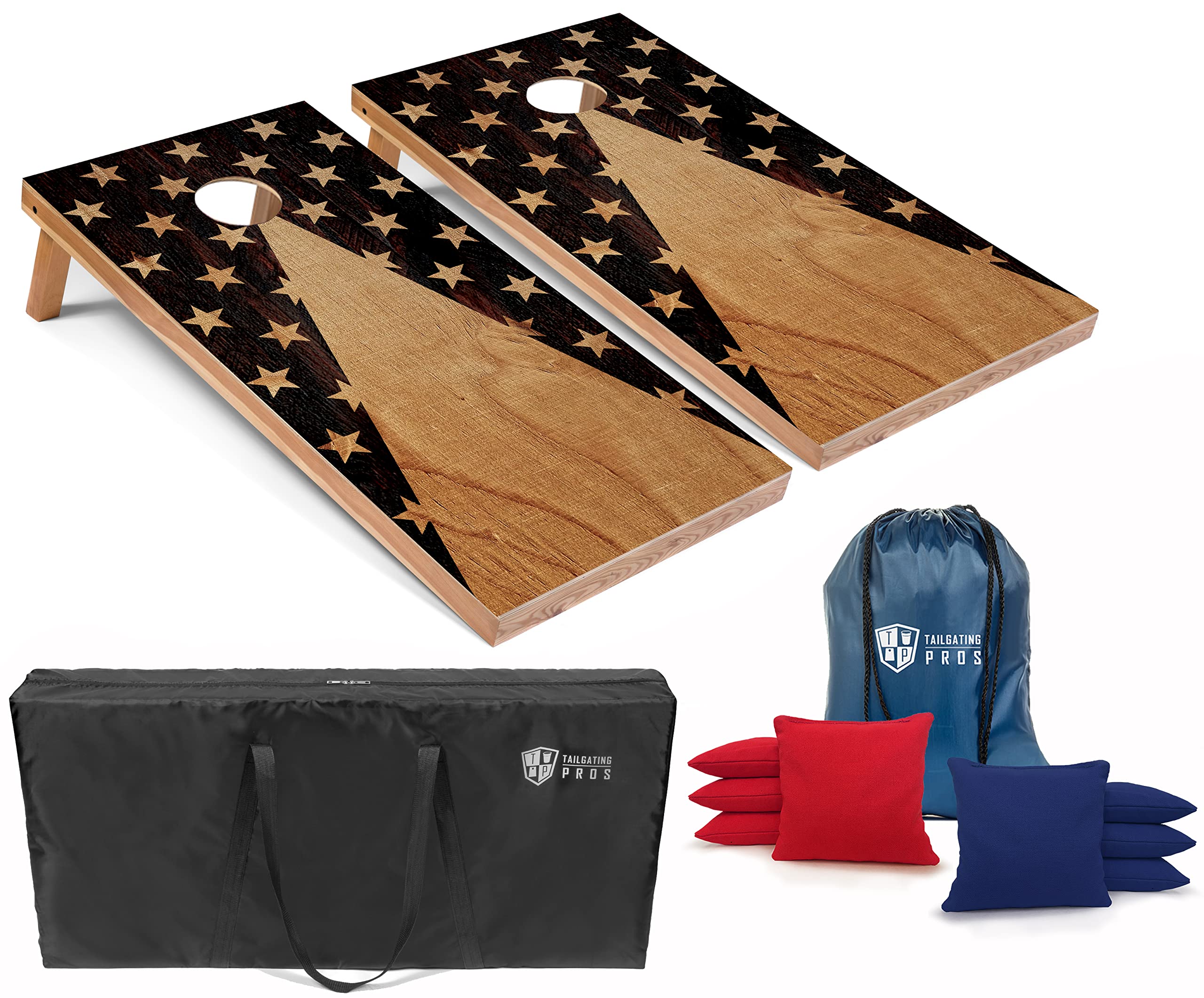 Premium Cornhole Board Set with 8 Bean Bags & Carrying Case - Regulation 4'x2' Size - Lightweight Tournament-Grade Boards - Optional LED Lights for Night Play - Perfect for Backyard Parties, Tailgating & Outdoor Games