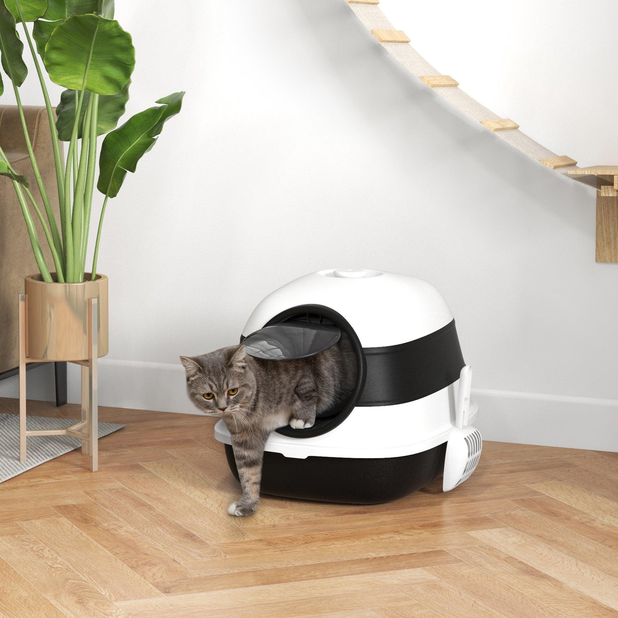 Best Covered Cat Litter Box with Lid - Large High-Sided Design, Built-in Air Freshener, Dual Entry Doors | Foldable & Easy to Clean | White & Black Options | Perfect for Small Spaces & Odor Control