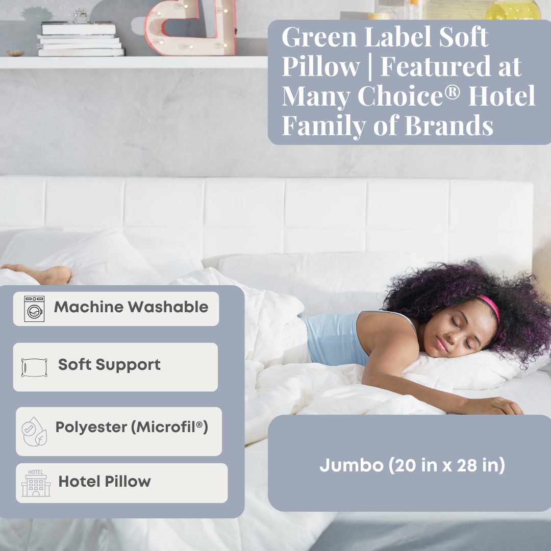 Premium Soft Green Label Pillow - Hotel Quality Comfort for Home & Travel | Ideal for Side Sleepers, Back Pain Relief & Luxury Bedding Upgrade