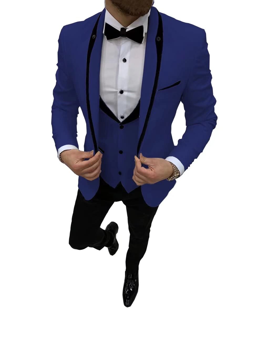 HUUTOE White Tuxedo Suit for Men - 3 Piece Slim Fit One Button Prom & Wedding Suit Set | Formal Evening Wear for Groom, Gala & Special Occasions