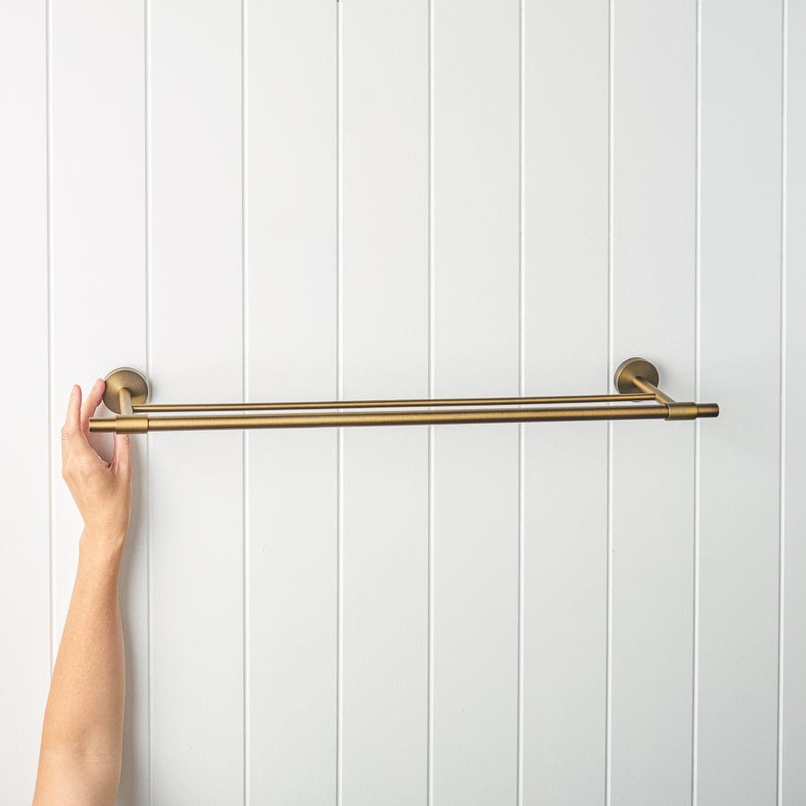 600mm Melbourne Double Towel Rail in Antique Brass - Perfect for Bathroom & Spa Decor