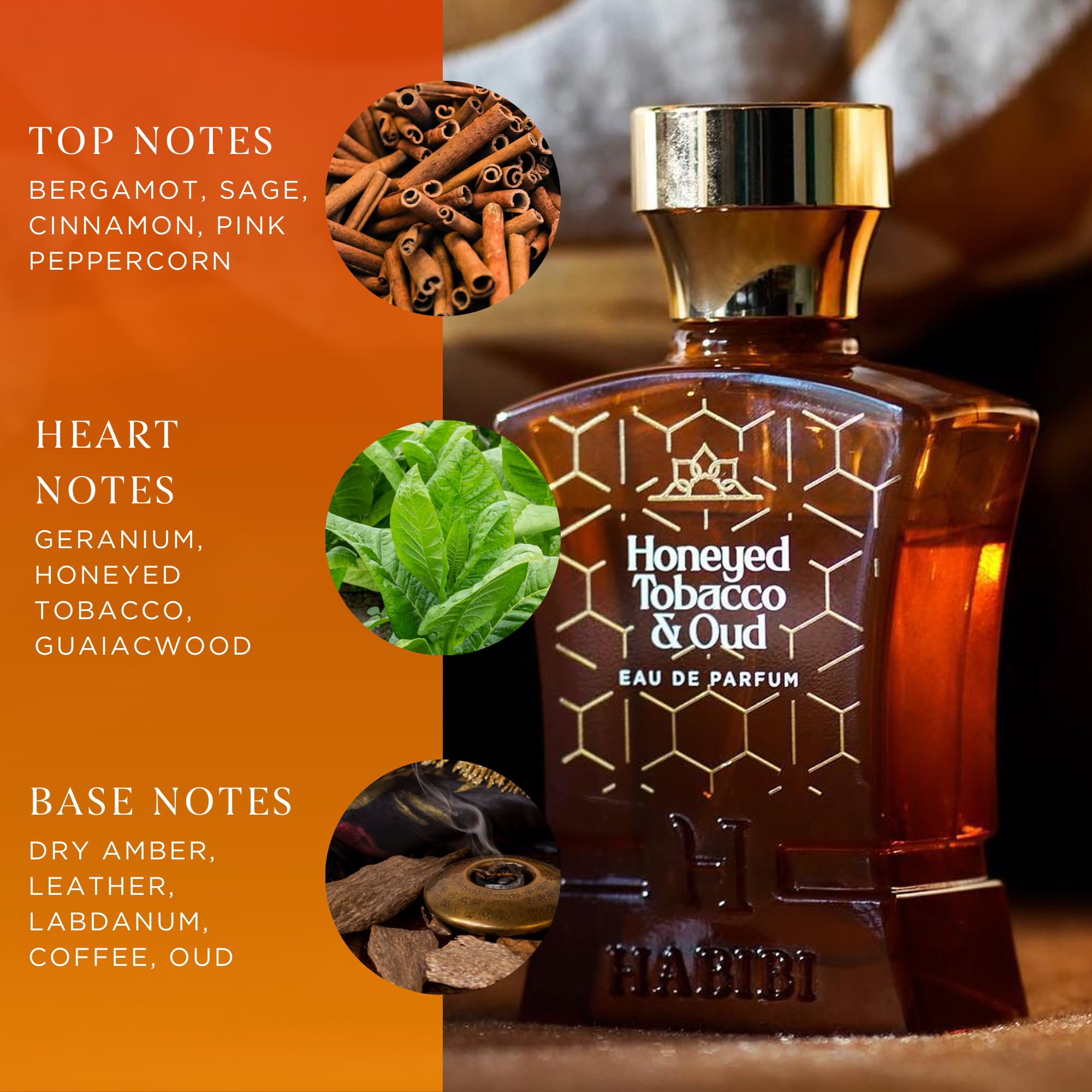 Premium Honeyed Tobacco & Oud Arabian Cologne for Men - Long Lasting Eau De Parfum Spray (2.5 Oz) with Woody, Smoky & Sweet Notes - Perfect for Date Nights, Special Occasions & Daily Wear