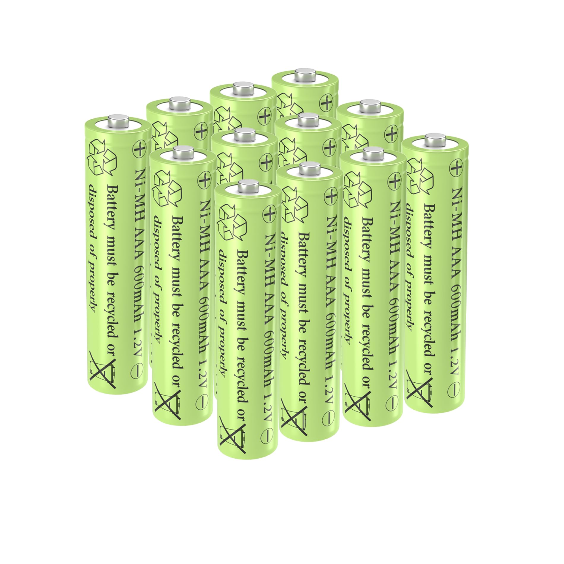 AAA Rechargeable Solar Light Batteries NiMH 1.2V 600mAh - 12 Pack Pre-Charged for Outdoor Garden Solar Lights & Battery String Lights - Perfect for Patio, Pathway, and Landscape Lighting