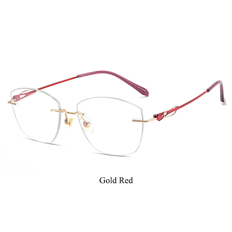 Bclear Women's Rimless Square Cat Eye Titanium Eyeglasses Frame - Lightweight & Durable Titanium Alloy Glasses for Women, Perfect for Reading, Working, and Fashion Accessories