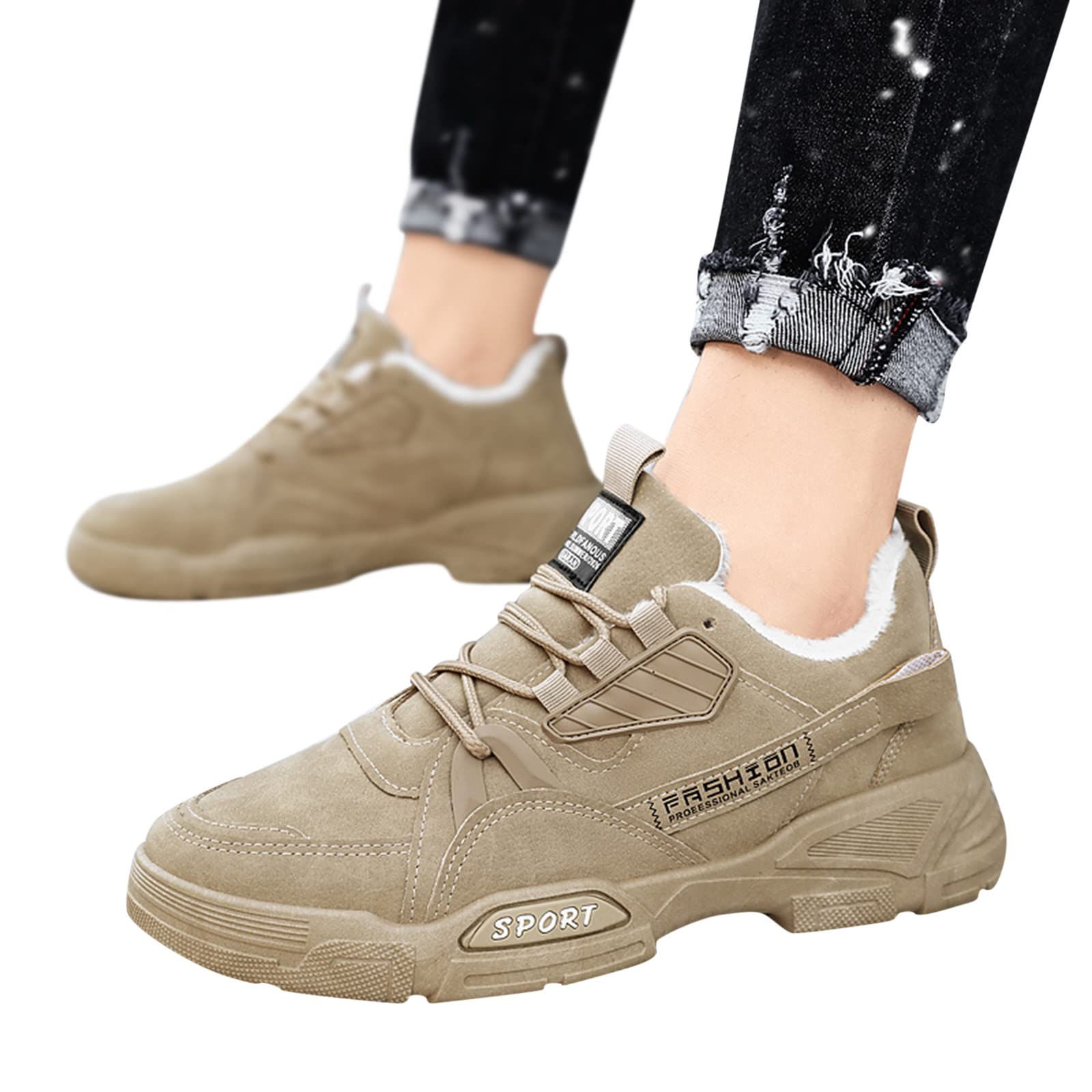 Men's Winter Hiking Shoes - Warm Lined Slip-On Snow Boots for Outdoor Trekking & Running | Non-Slip Thermal Comfort Sports Shoes | Perfect for Cold Weather Activities, Snow Walking & Casual Wear