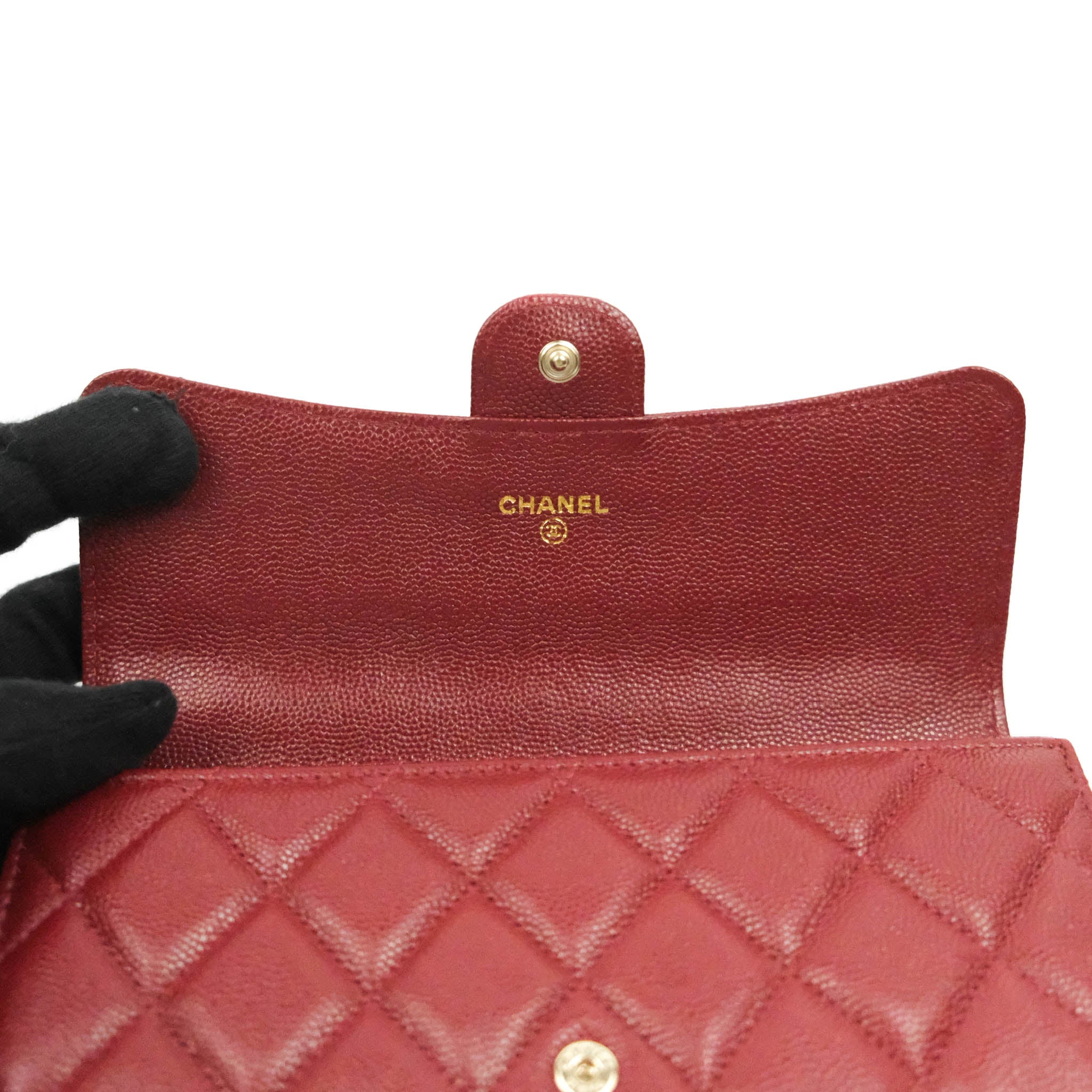Chanel Caviar Quilted Long Flap Wallet in Burgundy with Gold Hardware - Luxury Leather Wallet for Women, Perfect for Everyday Use and Special Occasions