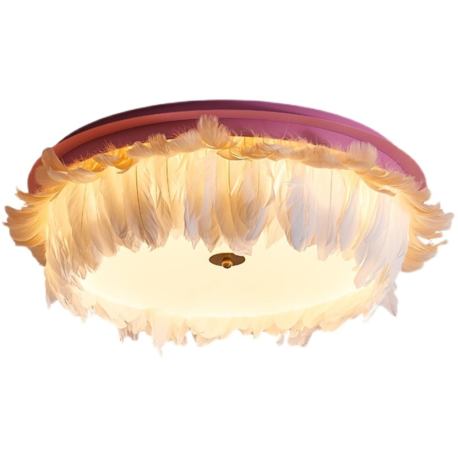 Flush Mount Ceiling Light - Feather Chandelier with Warm White LED | Modern Decorative Lighting for Bedroom, Kids Room & Kitchen | Creates Romantic Ambiance for Home Decor