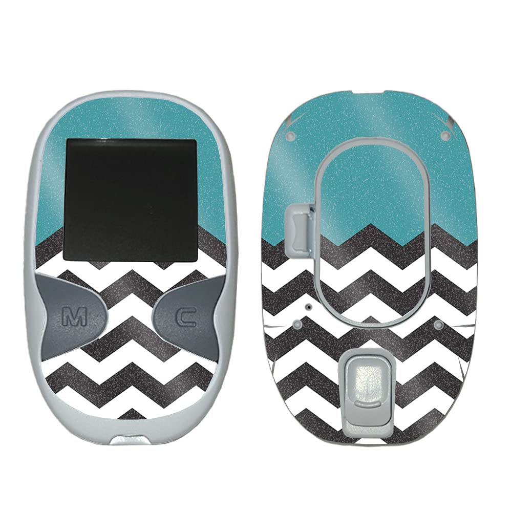 MightySkins Glossy Glitter Skin Cover for Care Touch Glucose Meter - Teal Chevron Design | Protective & Durable High-Gloss Finish | Easy to Apply | Made in USA | Perfect for Diabetes Management & Stylish Protection