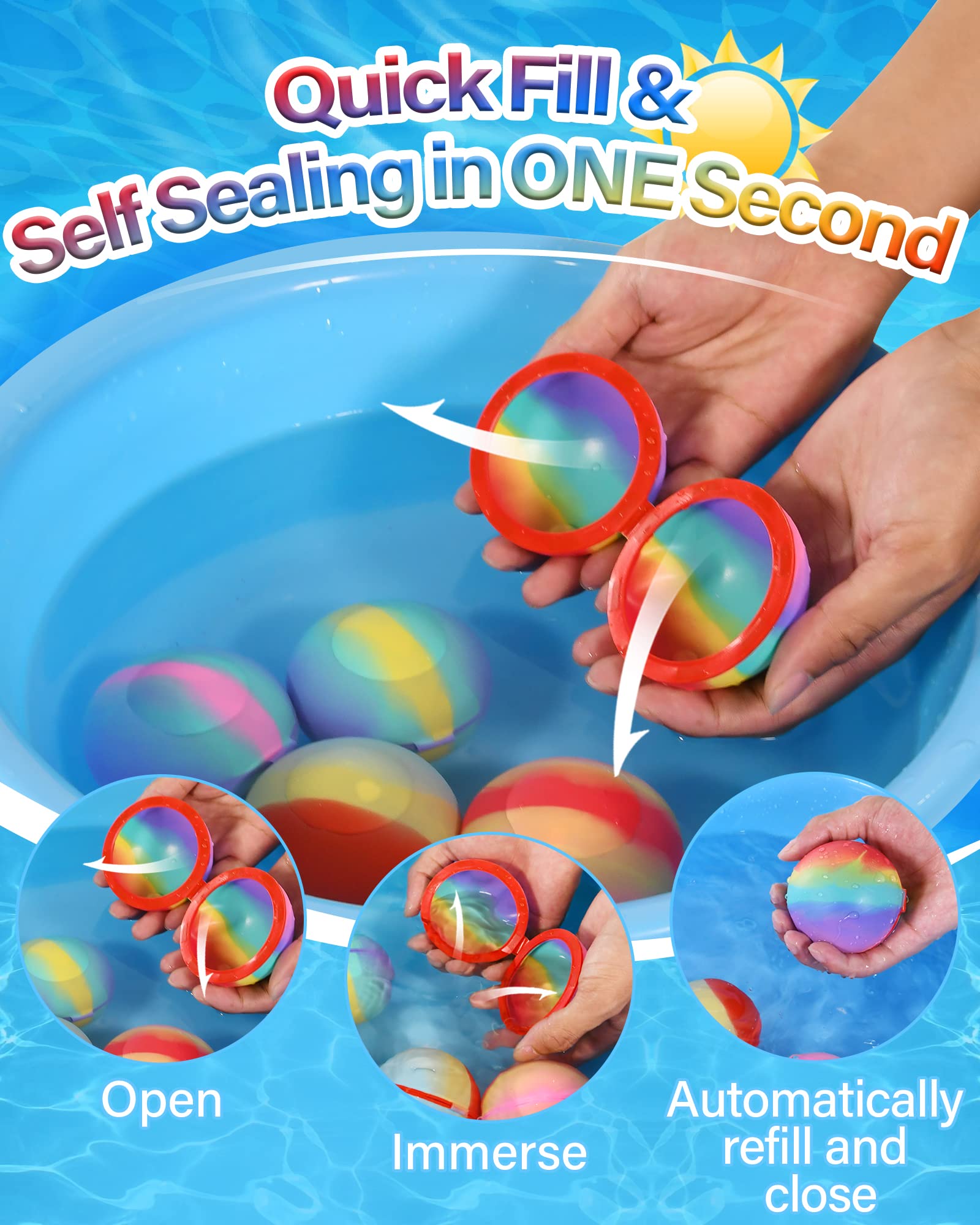 SOPPYCID 18PCS Reusable Magnetic Water Balloons - Self-Sealing Summer Pool Party Toys for Kids & Adults - Fun Outdoor Water Games for Backyard, Beach & BBQ Parties