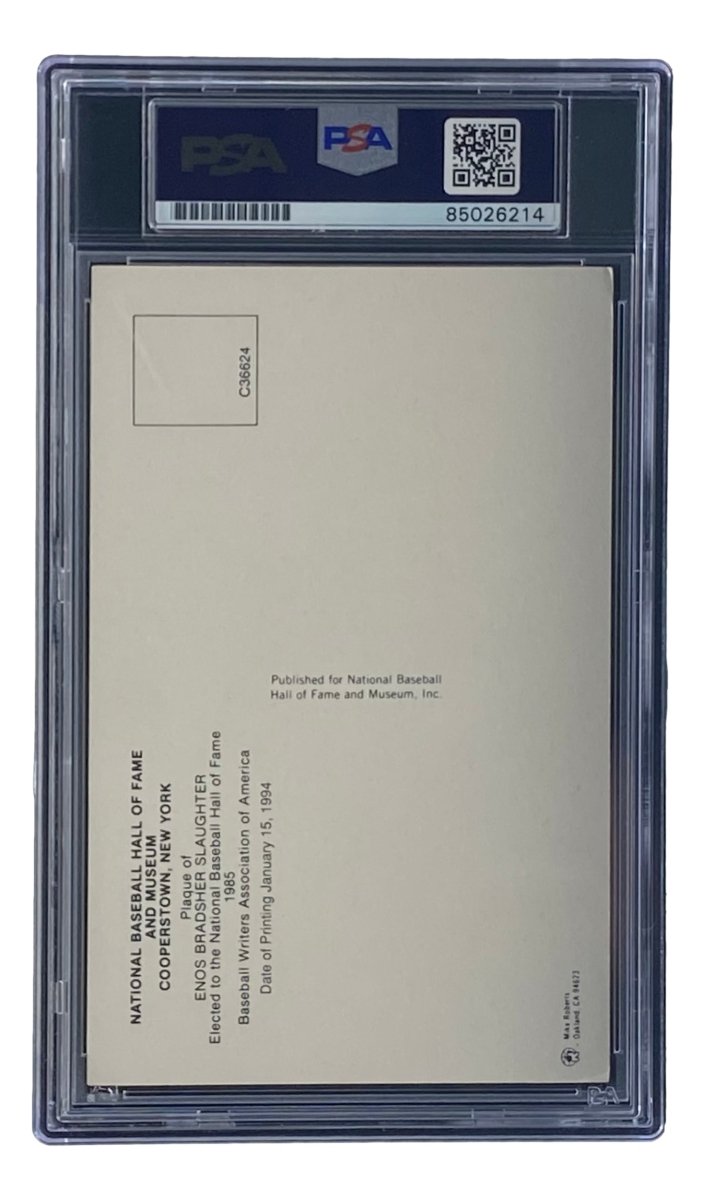 Authentic Enos Slaughter Signed 4x6 St Louis Cardinals HOF Plaque Card with PSA/DNA Certification #850262826 - Perfect for Baseball Memorabilia Collectors and Cardinals Fans Display