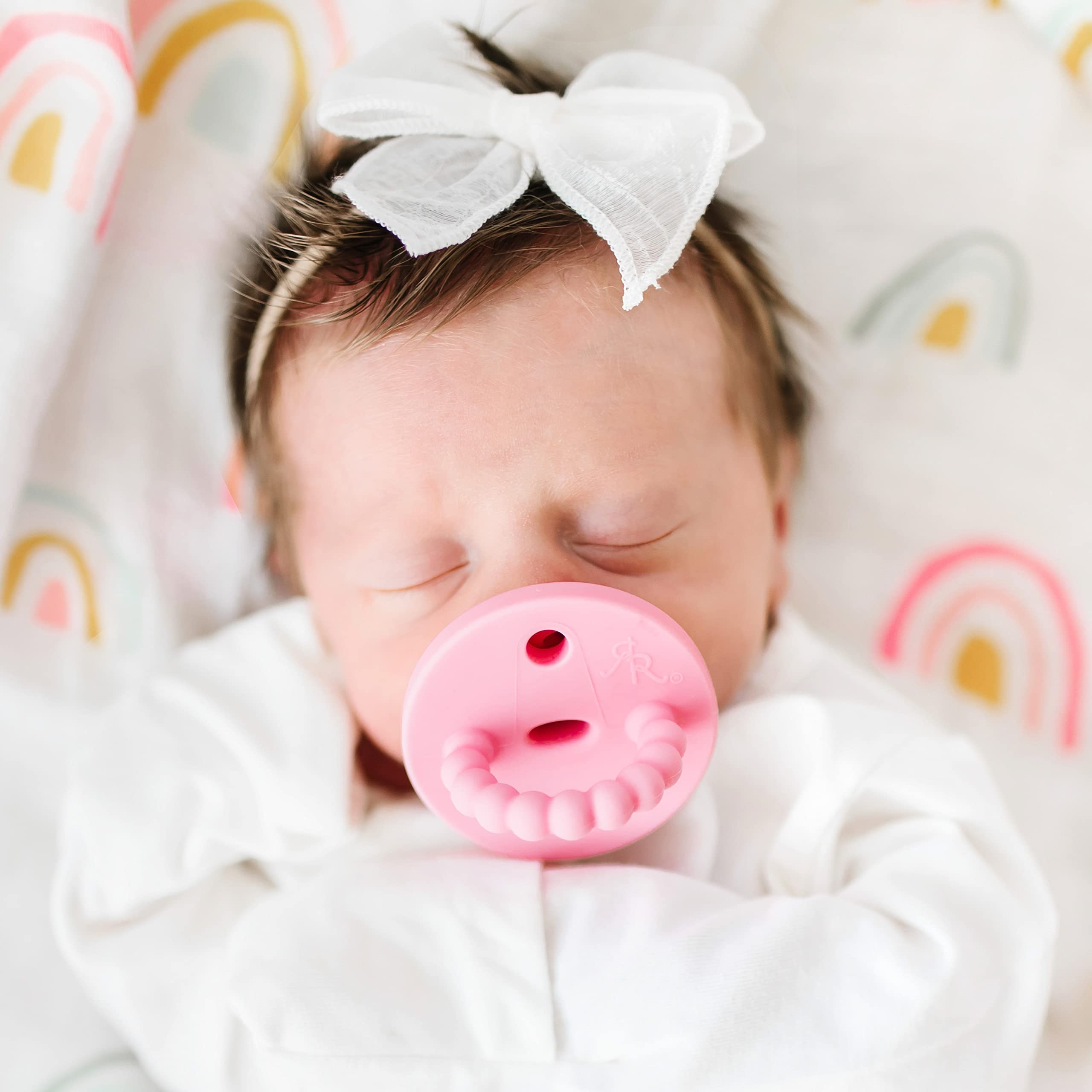 Ryan & Rose Cutie PAT Pacifier Teether - BPA-Free Baby Soother with Bulb & Taffy Designs | Perfect for Newborns, Infants & Toddlers | Helps with Teething Pain & Comforting | Ideal for Daycare, Travel & Sleep Time