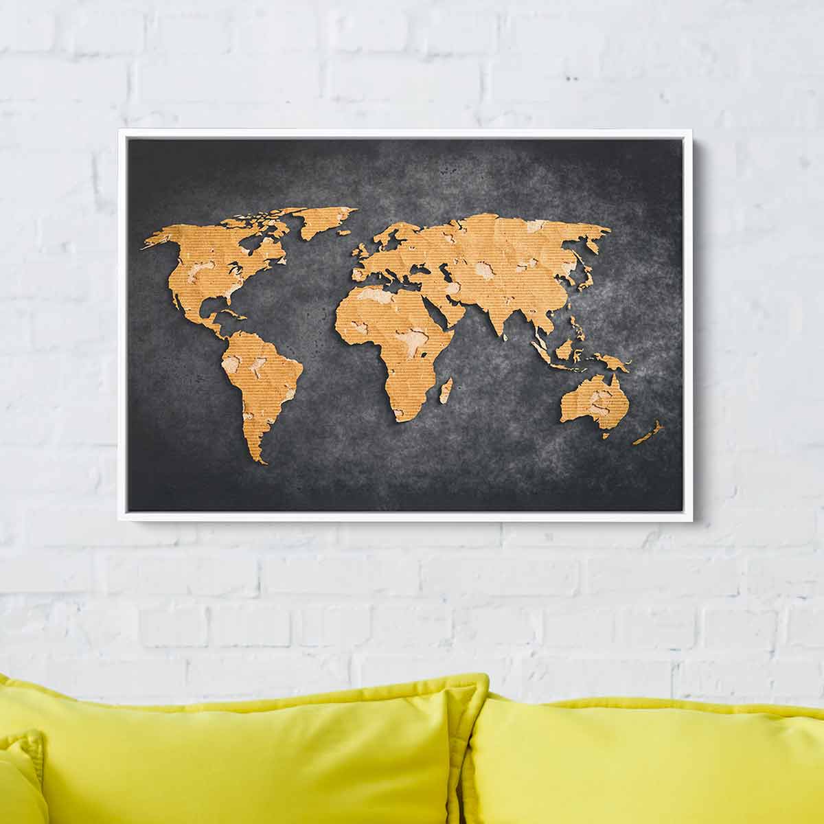 Black World Map Wall Art Canvas Print - Modern Home Decor for Living Room, Office & Bedroom - Perfect Gift for Travel Lovers & Geography Enthusiasts