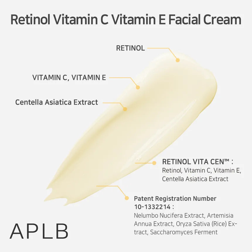 APLB Retinol Vitamin C Vitamin E Anti-Aging Facial Moisturizer Cream 55ml - Brightening & Hydrating for Day & Night Skincare Routine