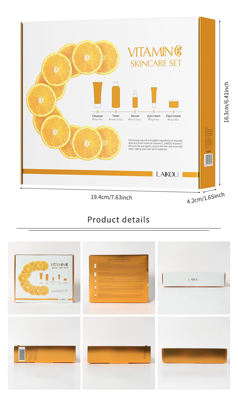 Vitamin C Skincare Set - 5-in-1 Hydrating Kit for Women & Men | Daily Facial Care