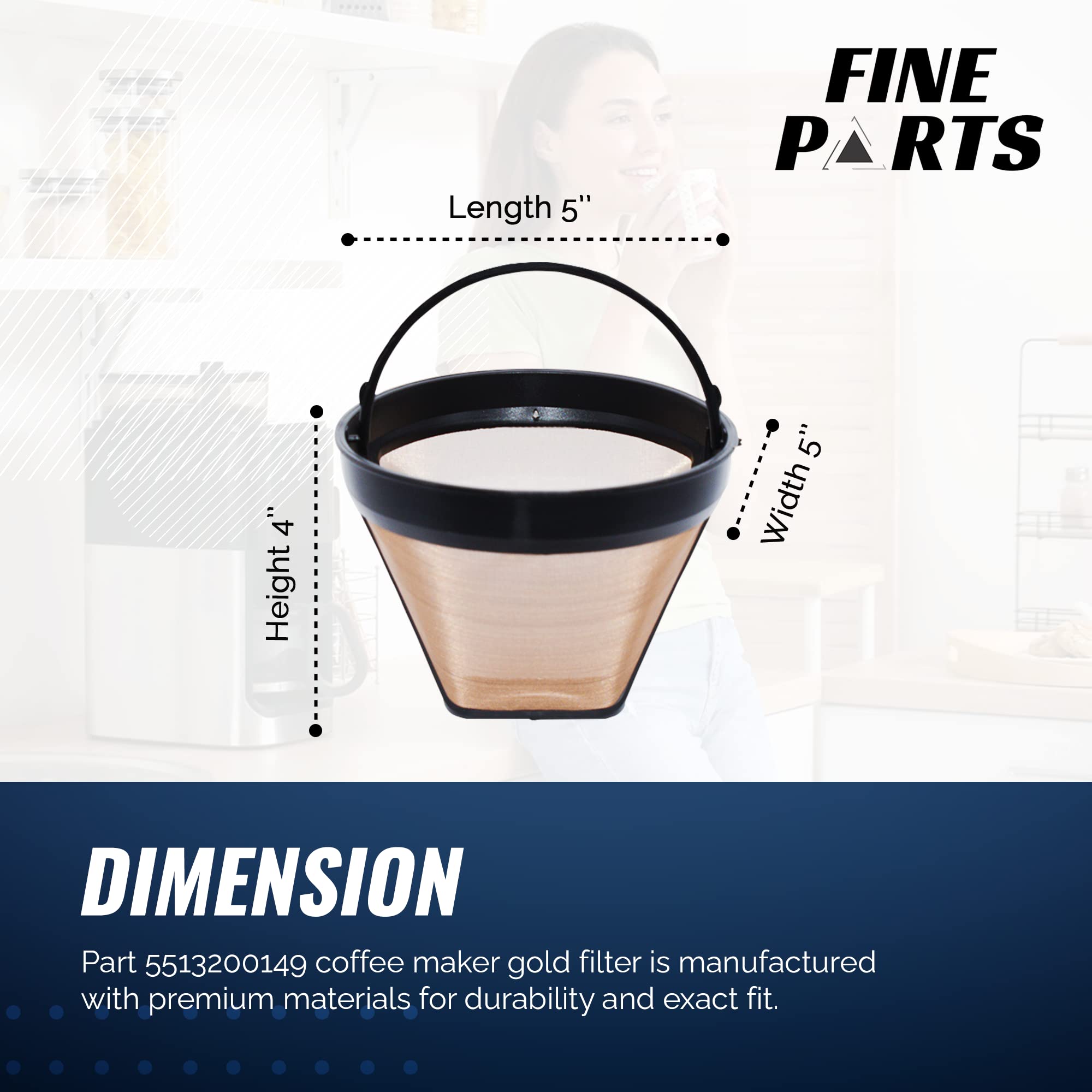 Delonghi 5513200149 Compatible Coffee Filter Replacement - FineParts Espresso Machine & Coffee Maker Accessories - Perfect for Home, Office & Cafe Use