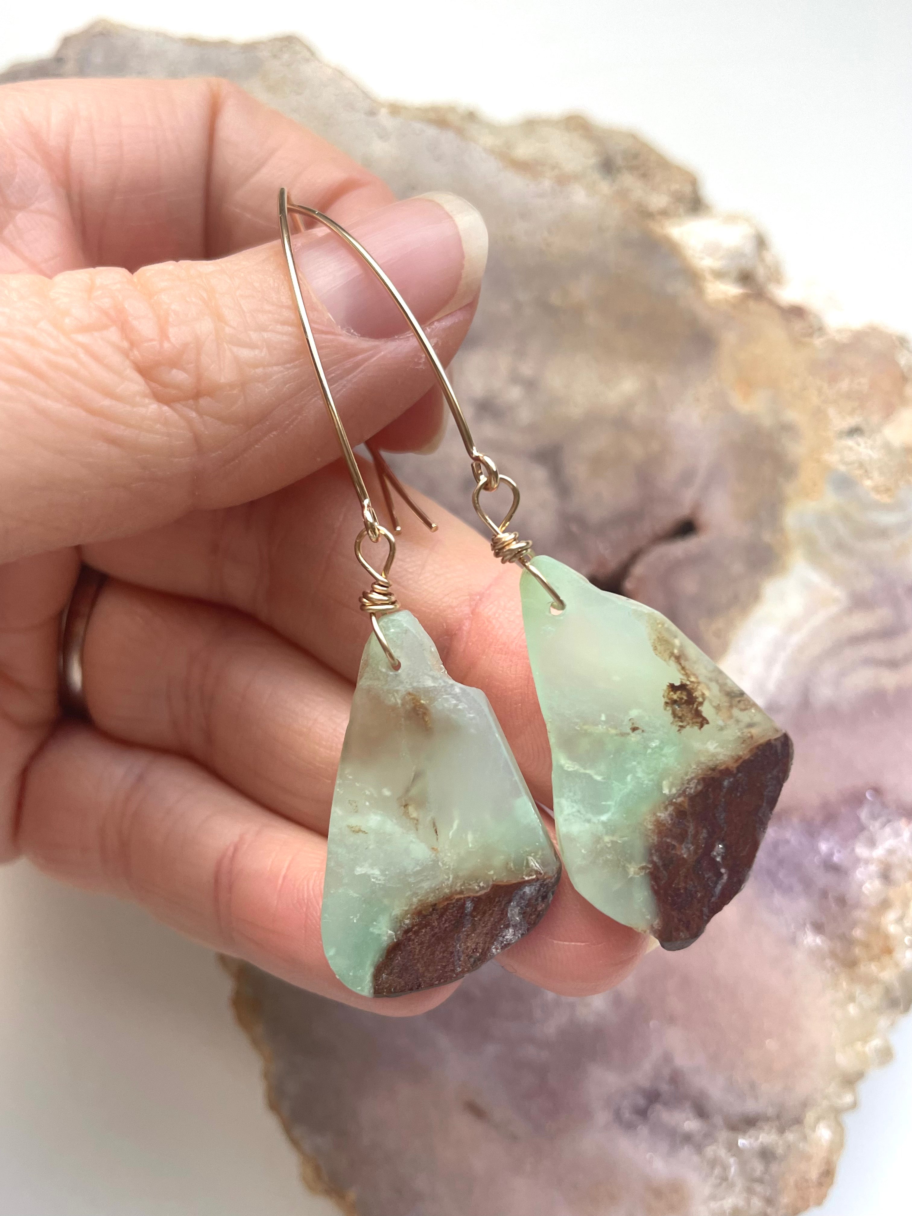Chrysoprase Statement Earrings - 14K Gold Filled Dangle Earrings for Women | Elegant Jewelry Gift for Birthday, Wedding & Special Occasions