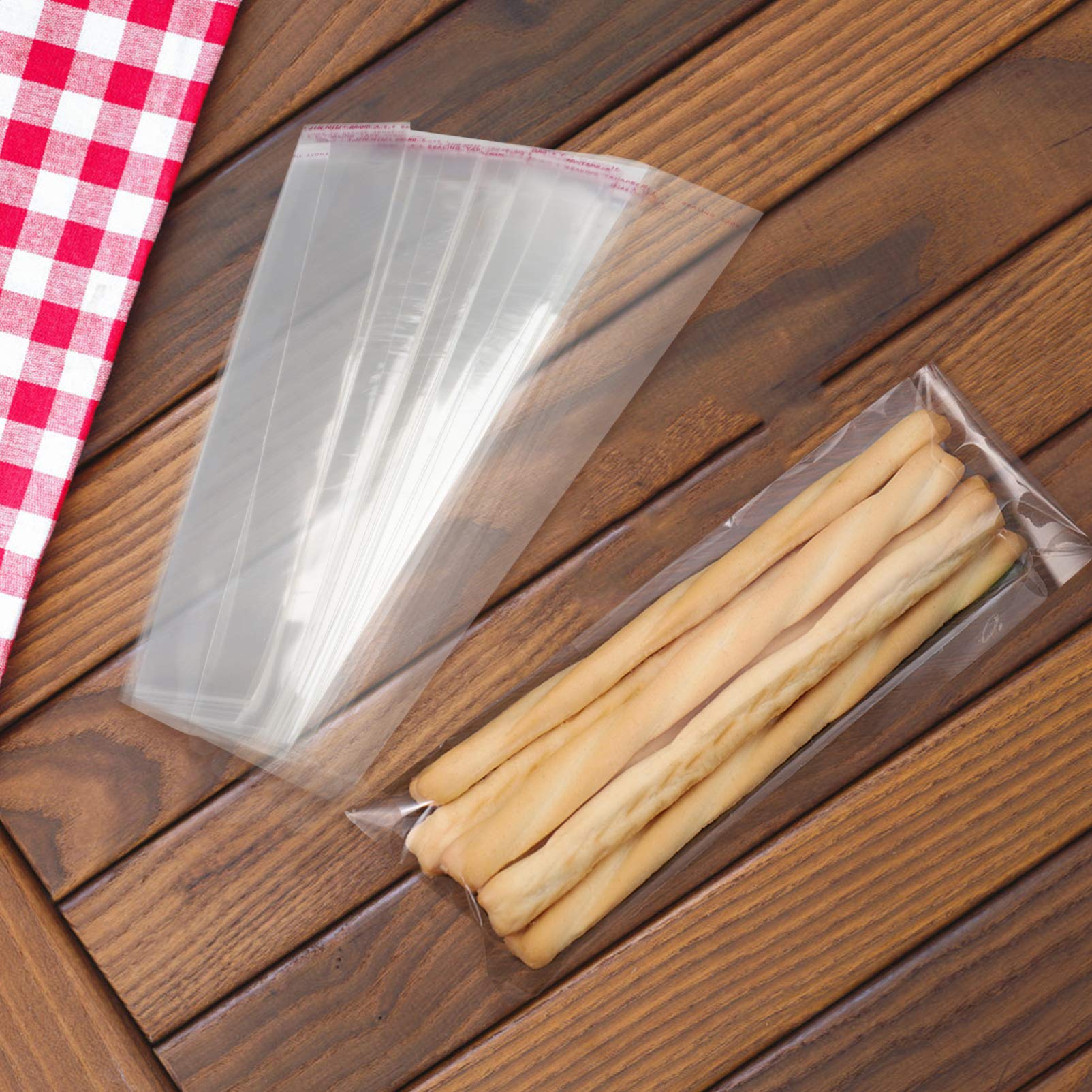 VOSAREA 200pcs Clear Self-Sealing Cello Bags - Plastic Candy Treat Bags for Bakery, Cookies, Candles, Gifts | Christmas, Halloween Party Favors & Wedding Candy Wraps - Perfect for Bulk Packaging & Small Business Retail
