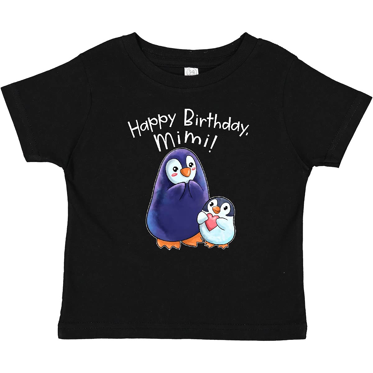 Inktastic Happy Birthday Mimi - Adorable Penguins Baby T-Shirt for Boys & Girls | Cute Birthday Outfit for Kids Parties & Celebrations